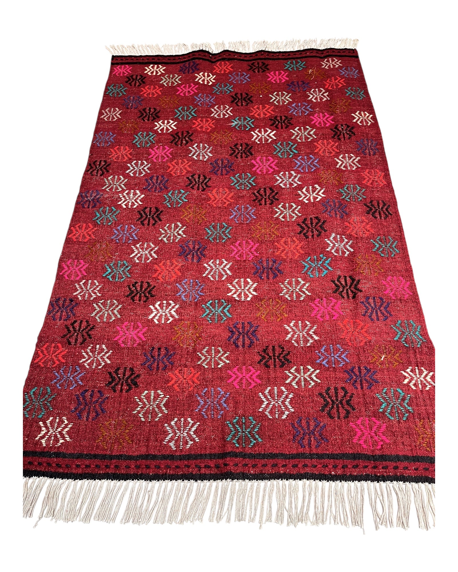 125cm x 80cm Pink & Burgundy Turkoman Kilim