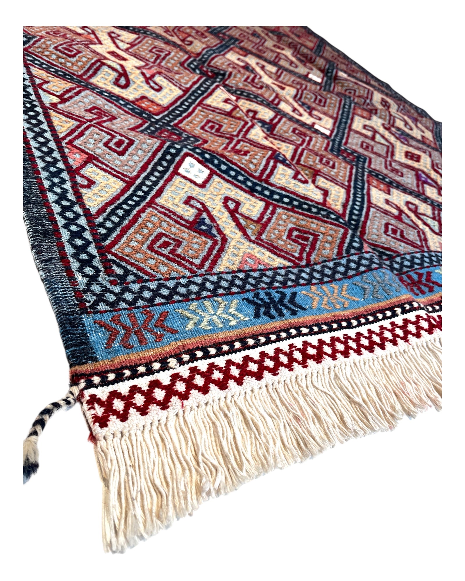 155cm x 97cm Pink & Blue Turkoman Kilim