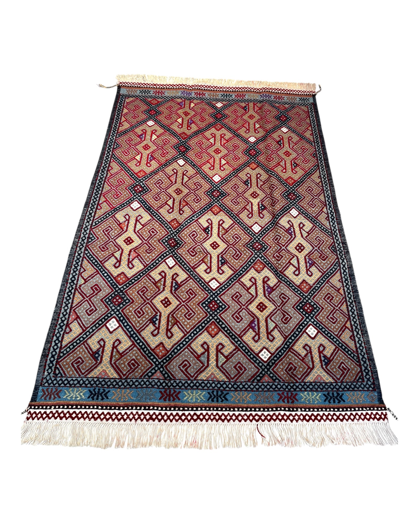 155cm x 97cm Pink & Blue Turkoman Kilim