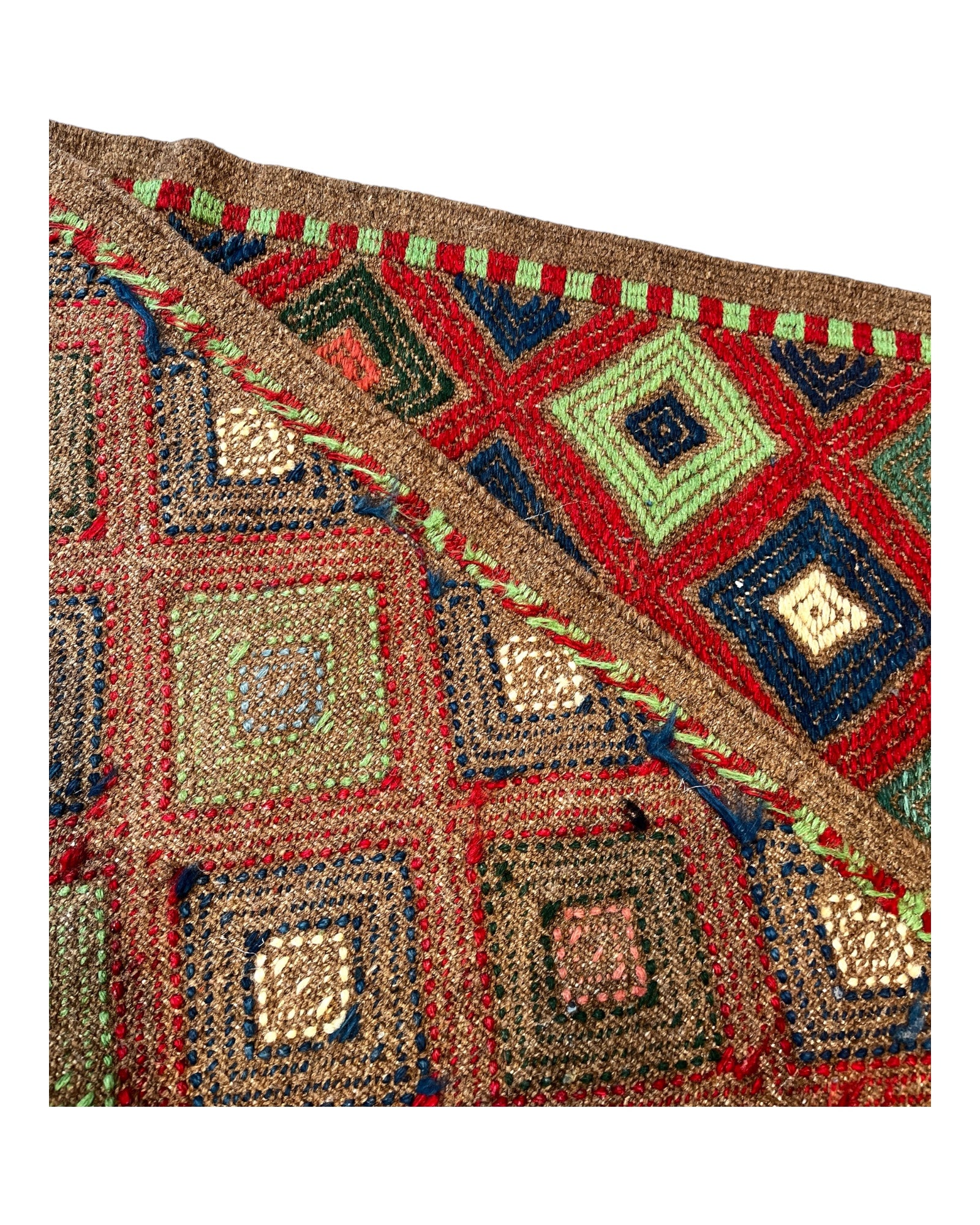 147cm x 100cm Green & Burgundy Turkoman Kilim