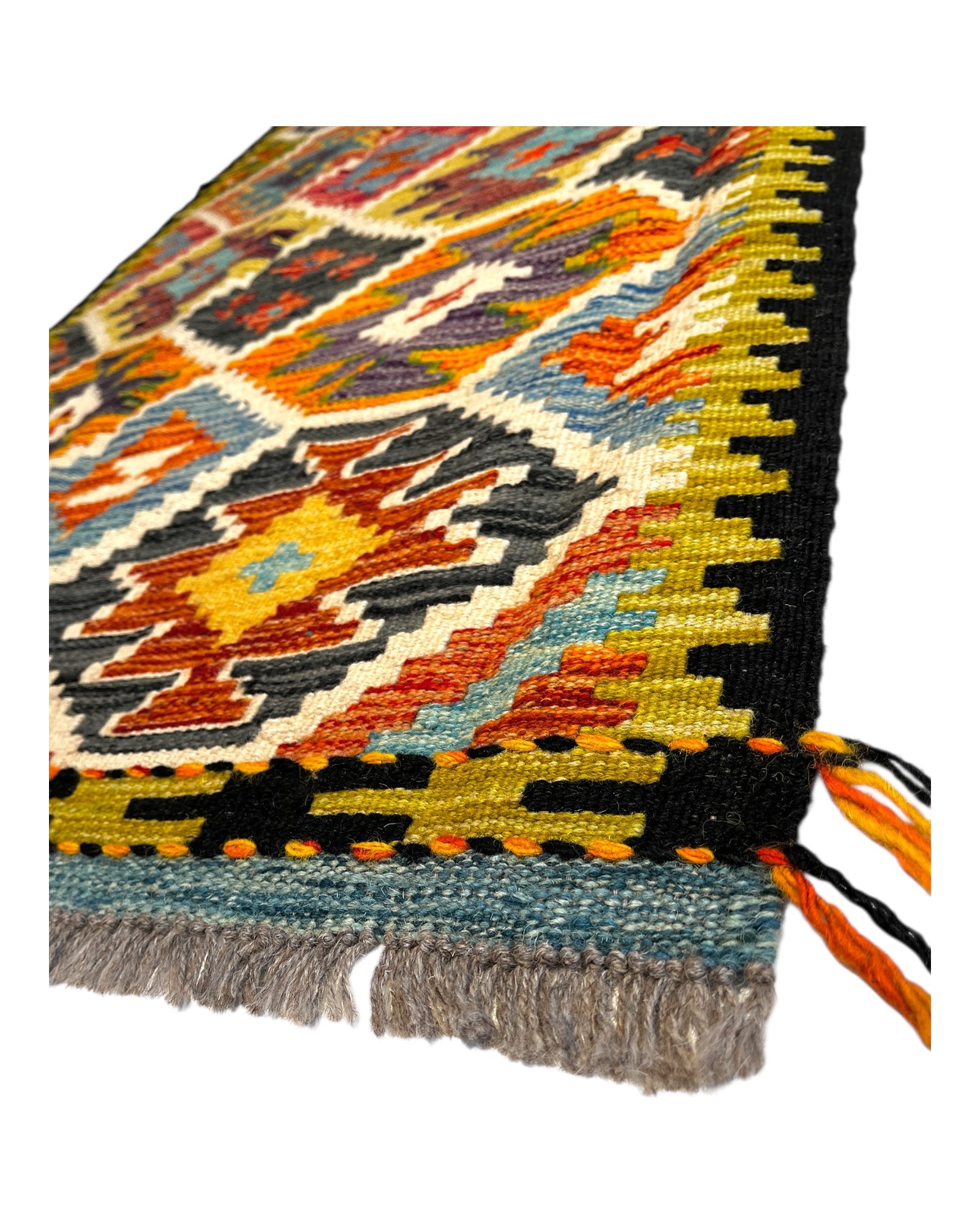 130cm x 80cm Green & Yellow Maymana Kilim