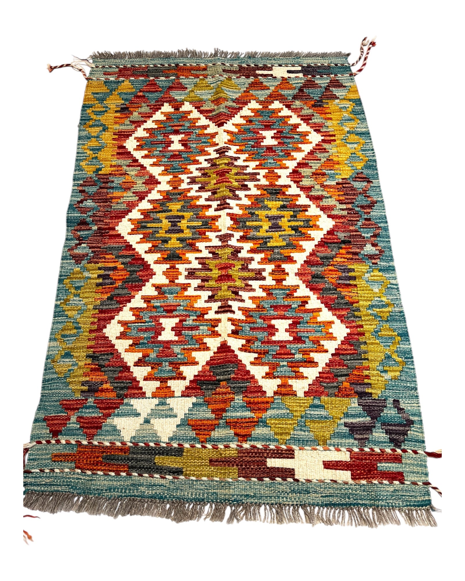 120cm x 76cm Orange & Pink Maymana Kilim