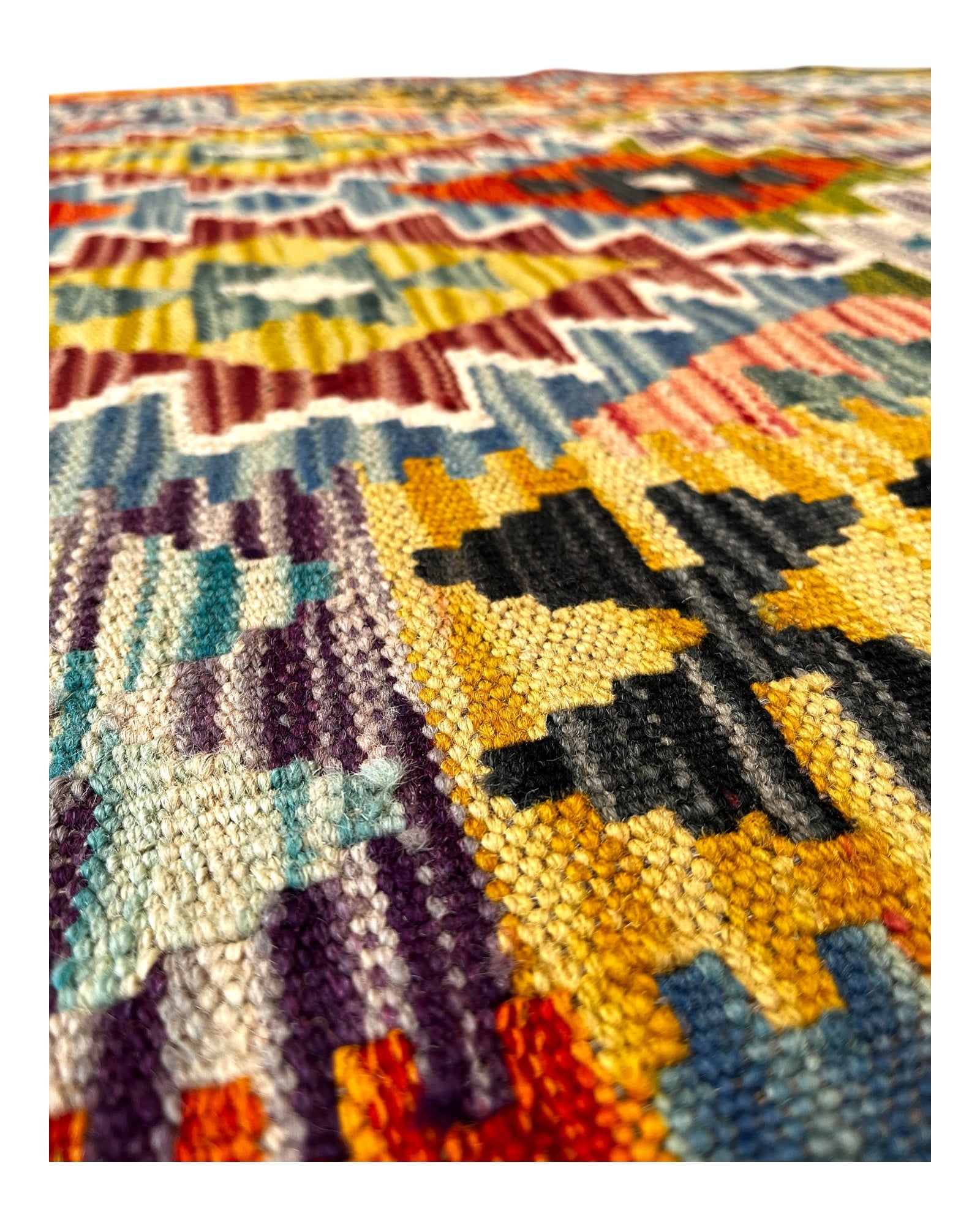 190cm x 100cm Multi-coloured Maymana Kilim Runner