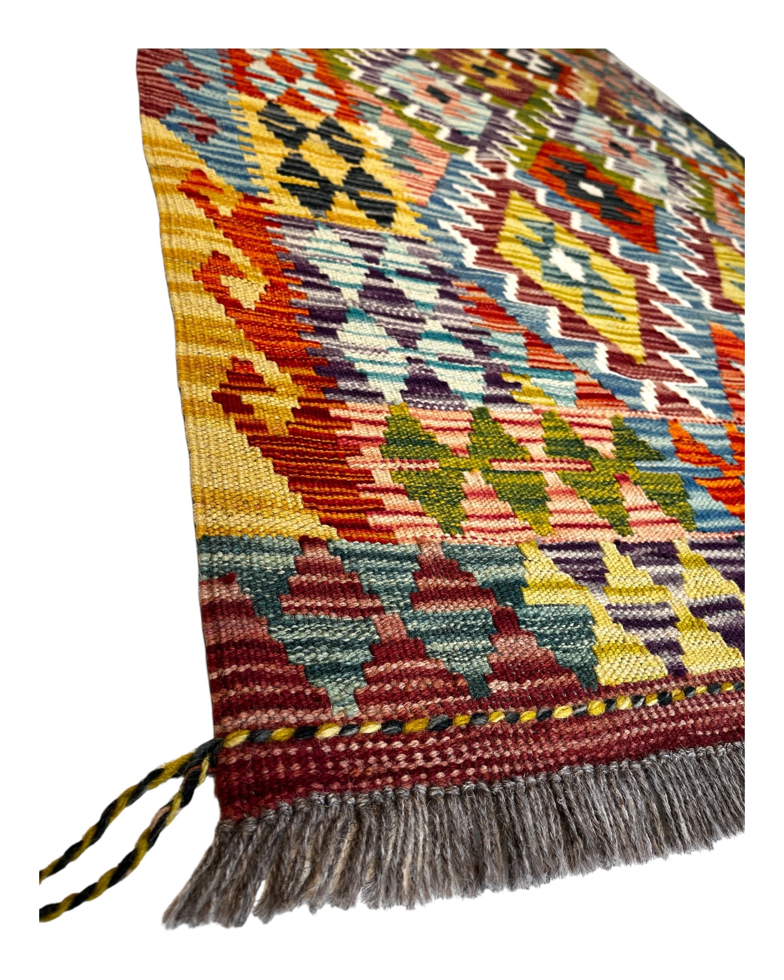 190cm x 100cm Multi-coloured Maymana Kilim Runner