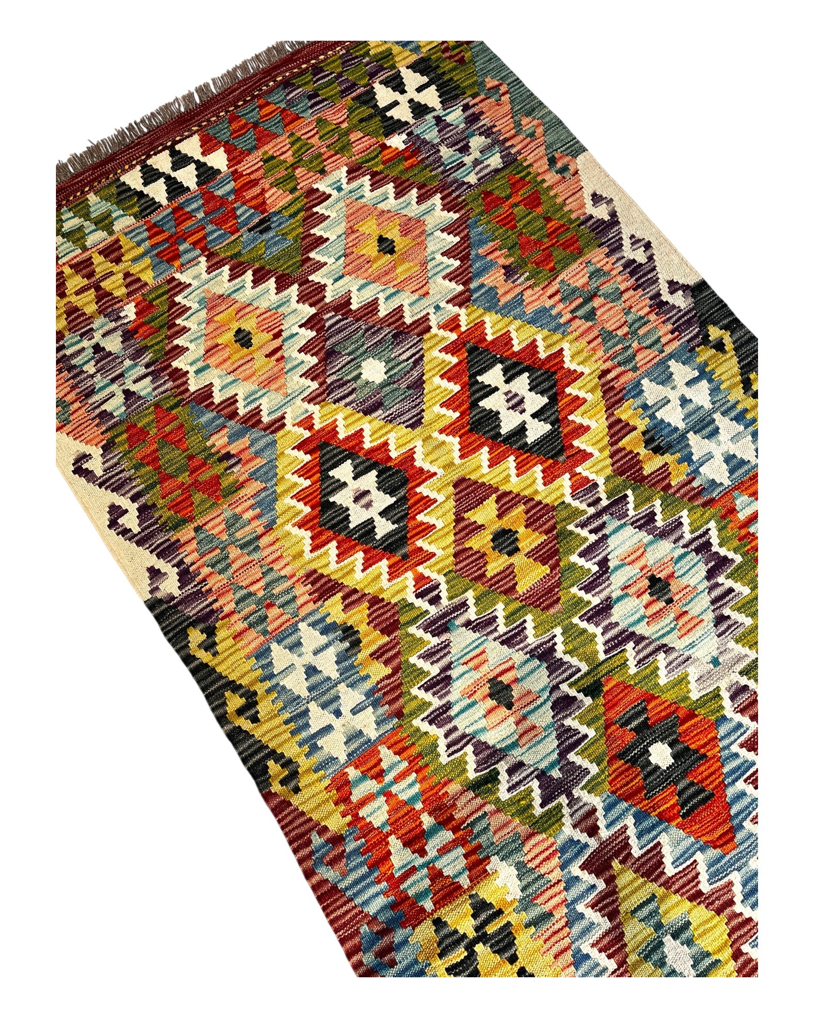 190cm x 100cm Multi-coloured Maymana Kilim Runner