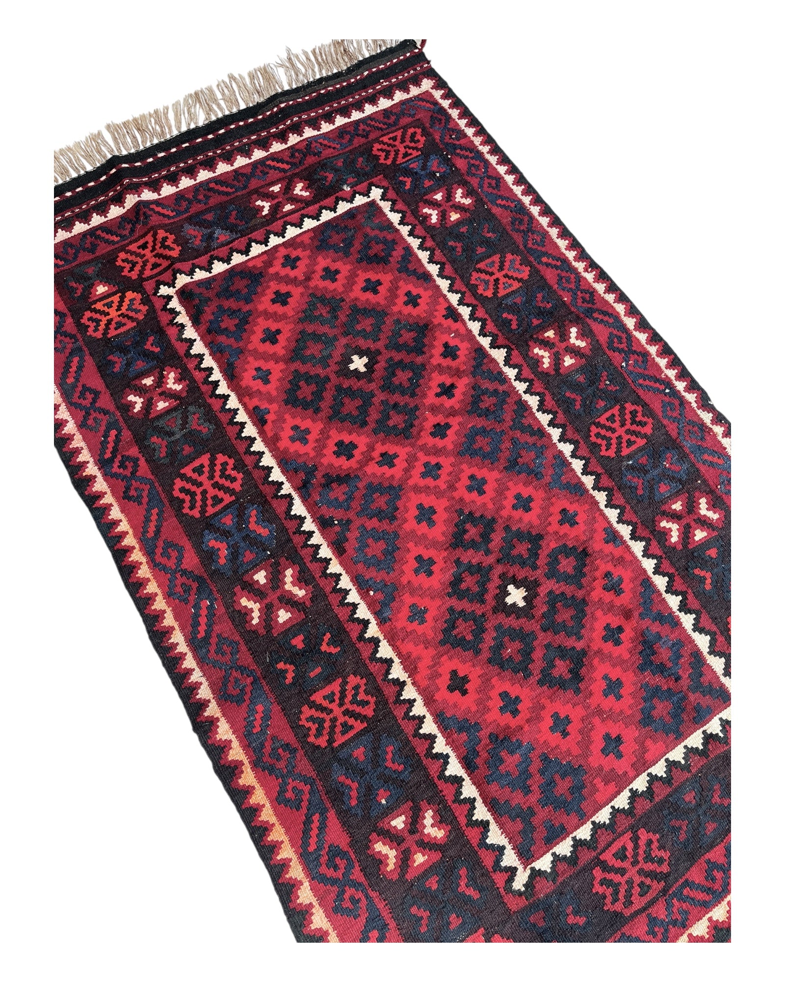 160cm x 95cm Red & Black Maymana Kilim