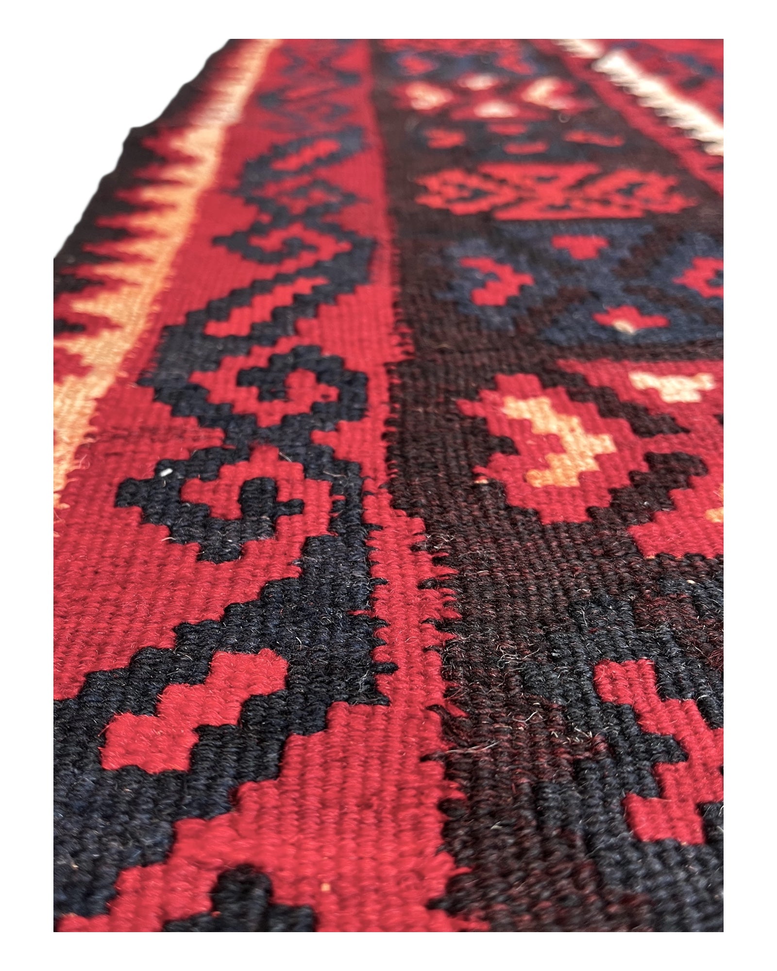 160cm x 95cm Red & Black Maymana Kilim