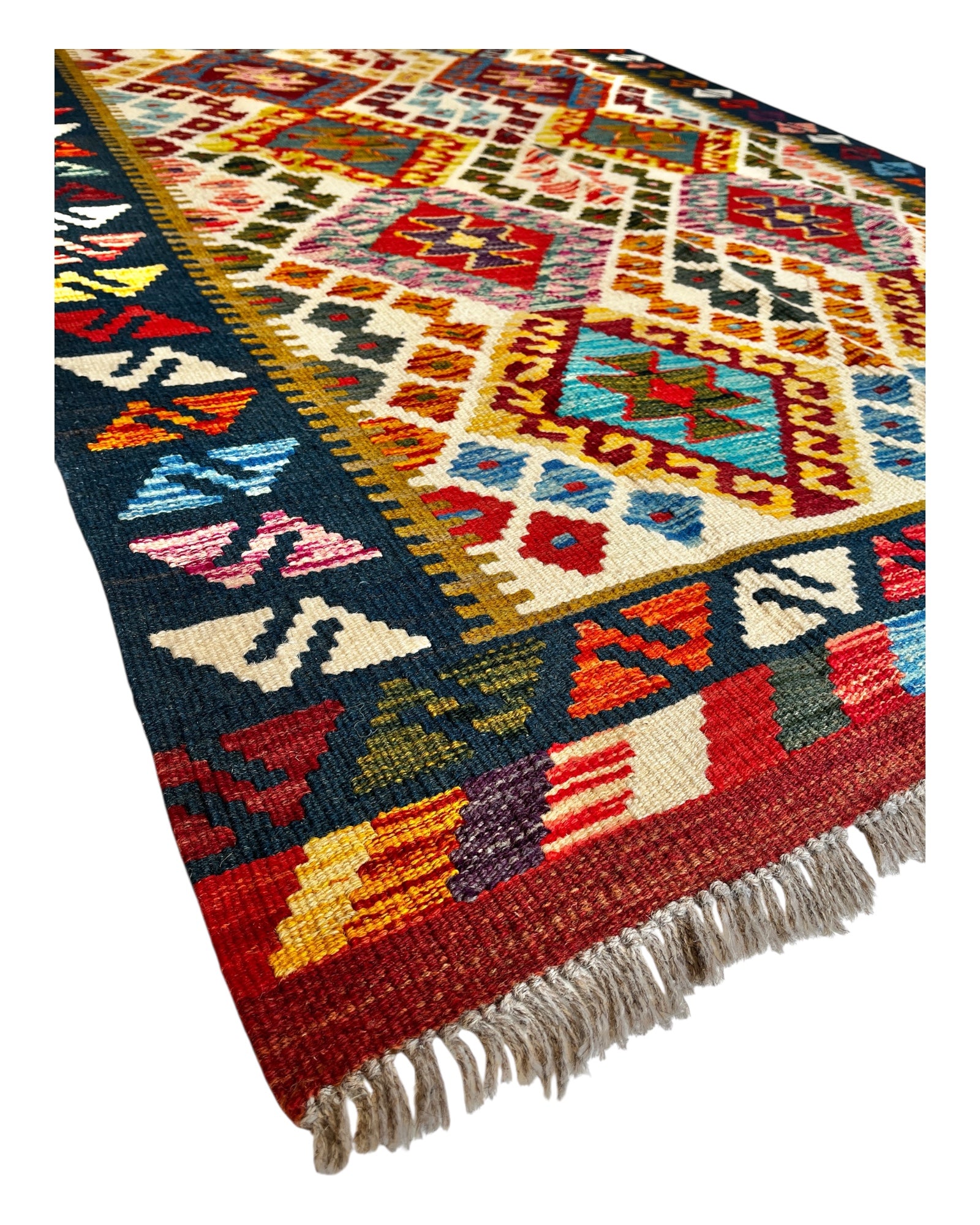 195cm x 125cm Multi-Coloured Maymana Kilim