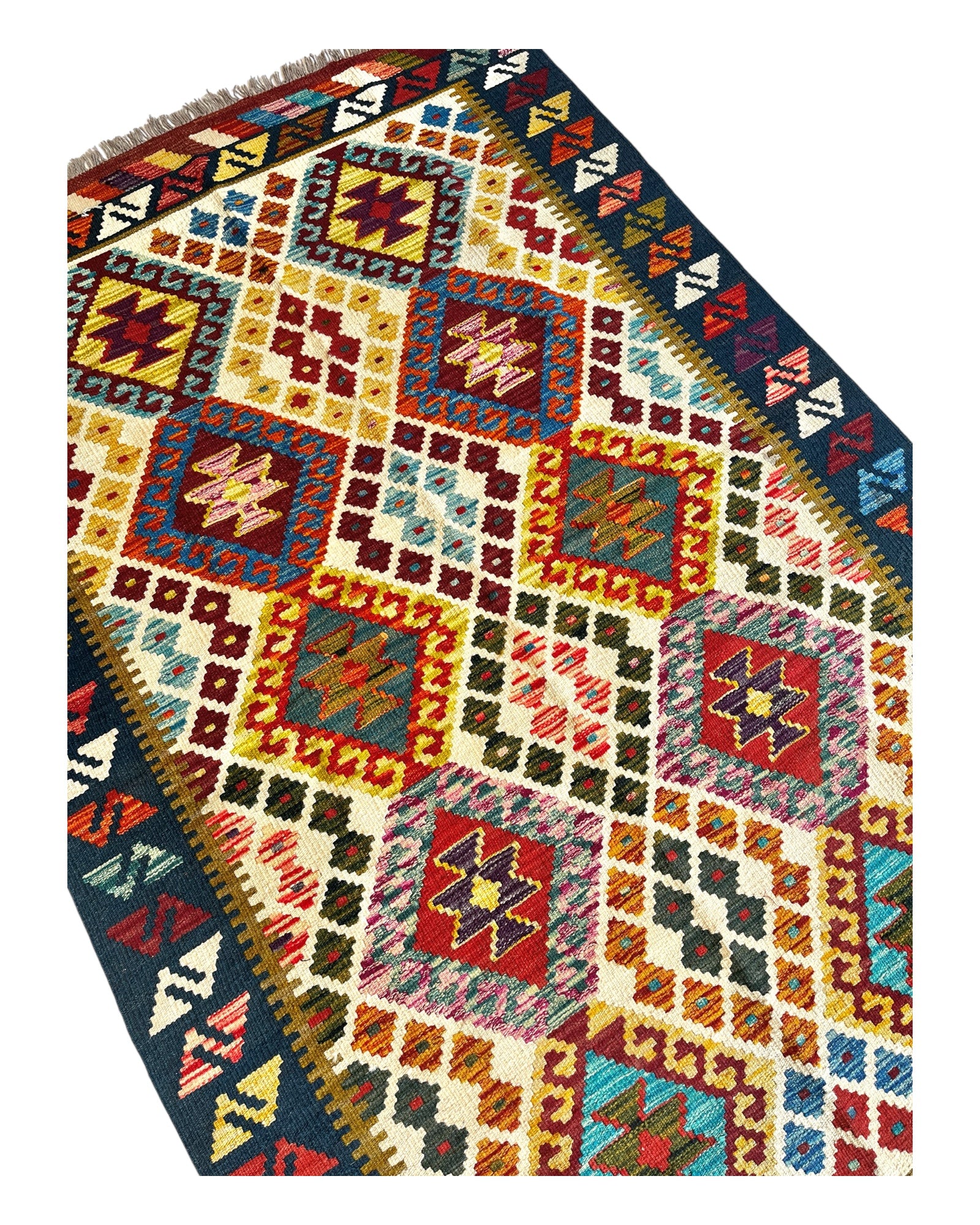 195cm x 125cm Multi-Coloured Maymana Kilim