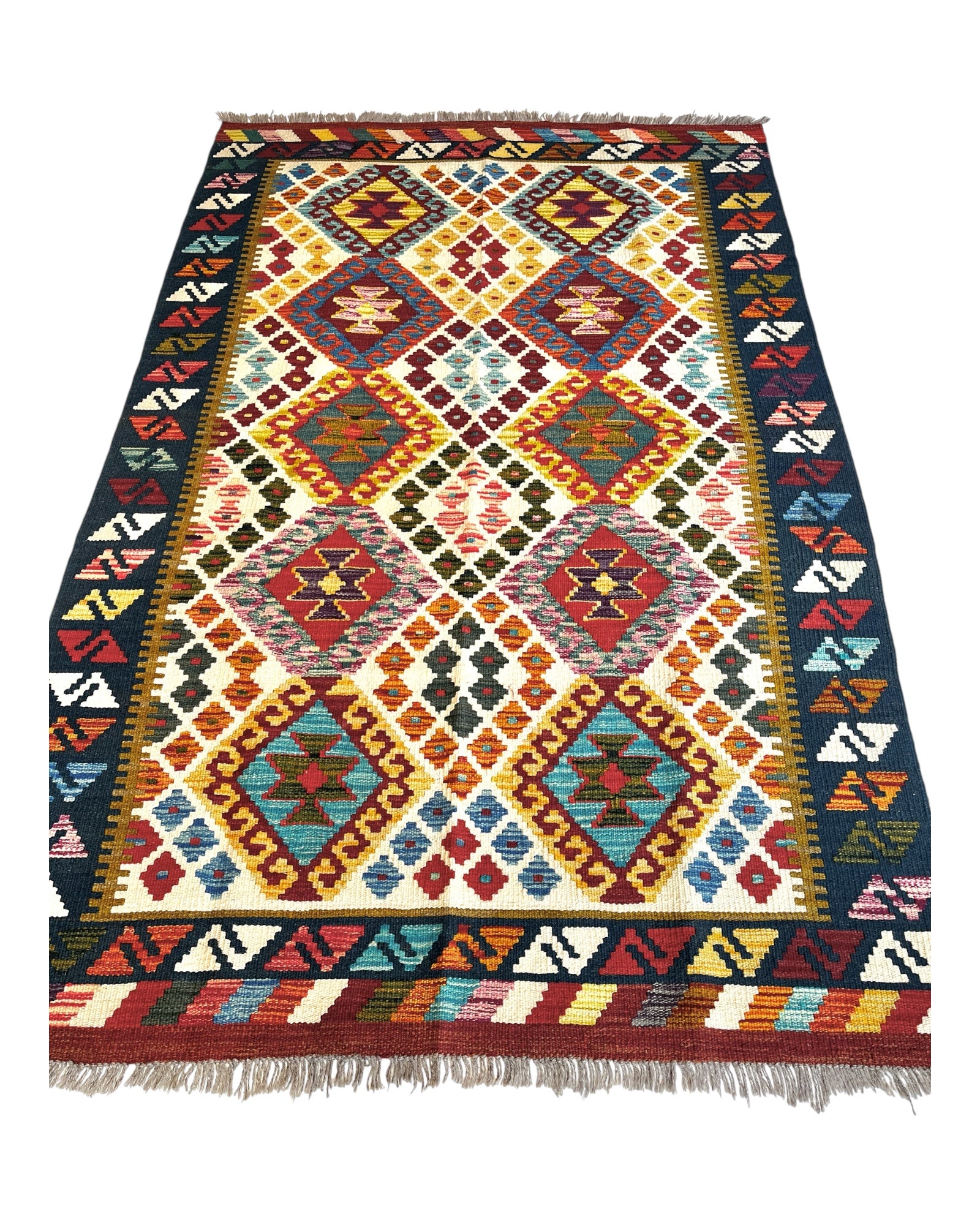 195cm x 125cm Multi-Coloured Maymana Kilim