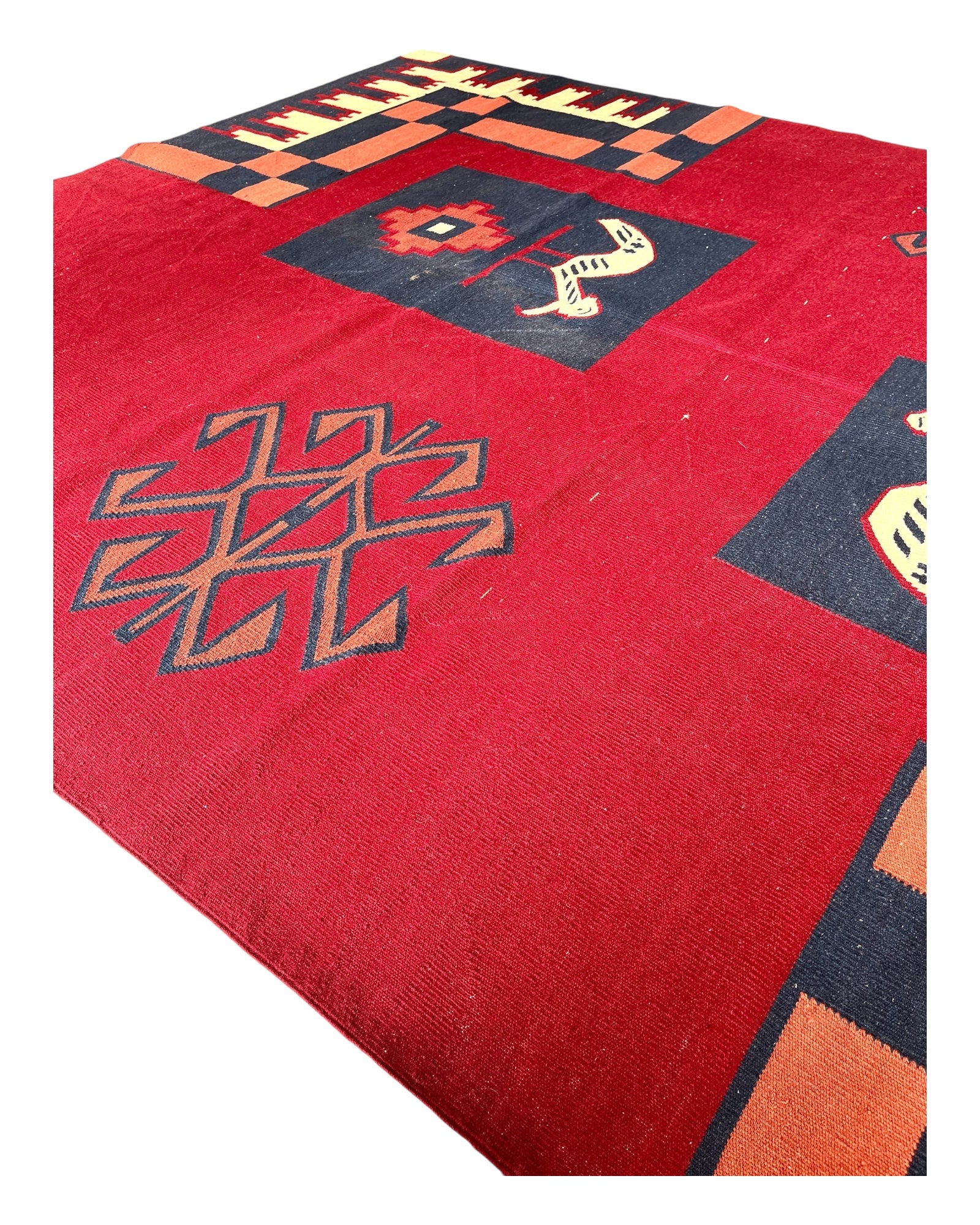292cm x 200cm Red & Navy Kilim