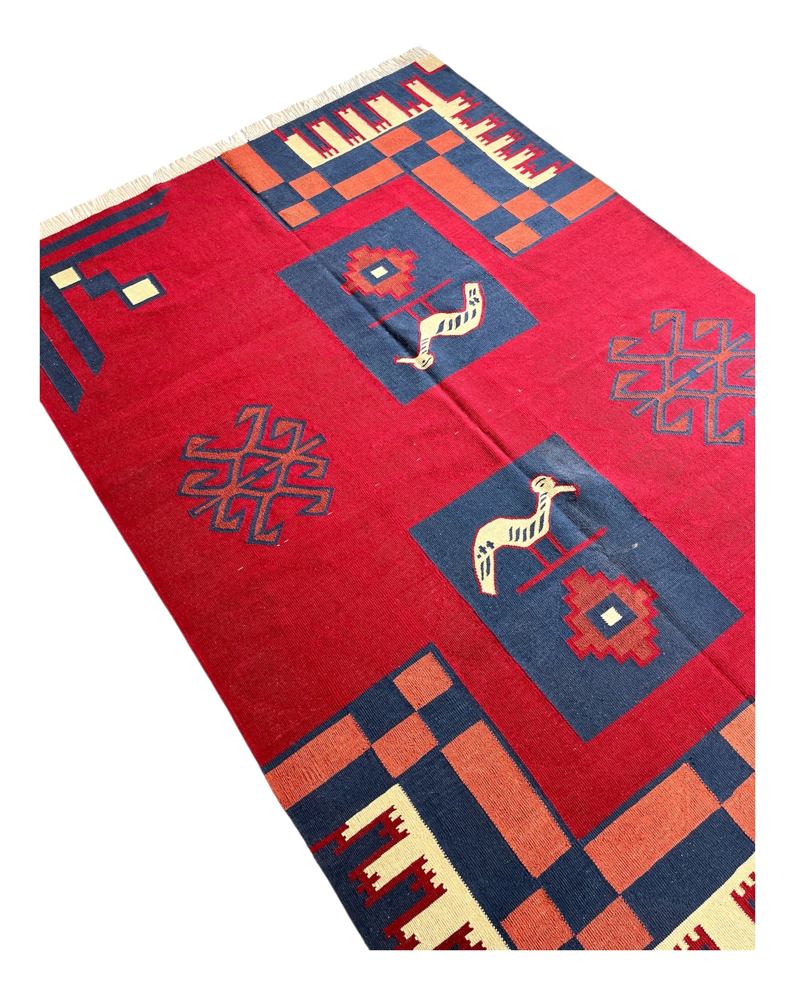 292cm x 200cm Red & Navy Kilim