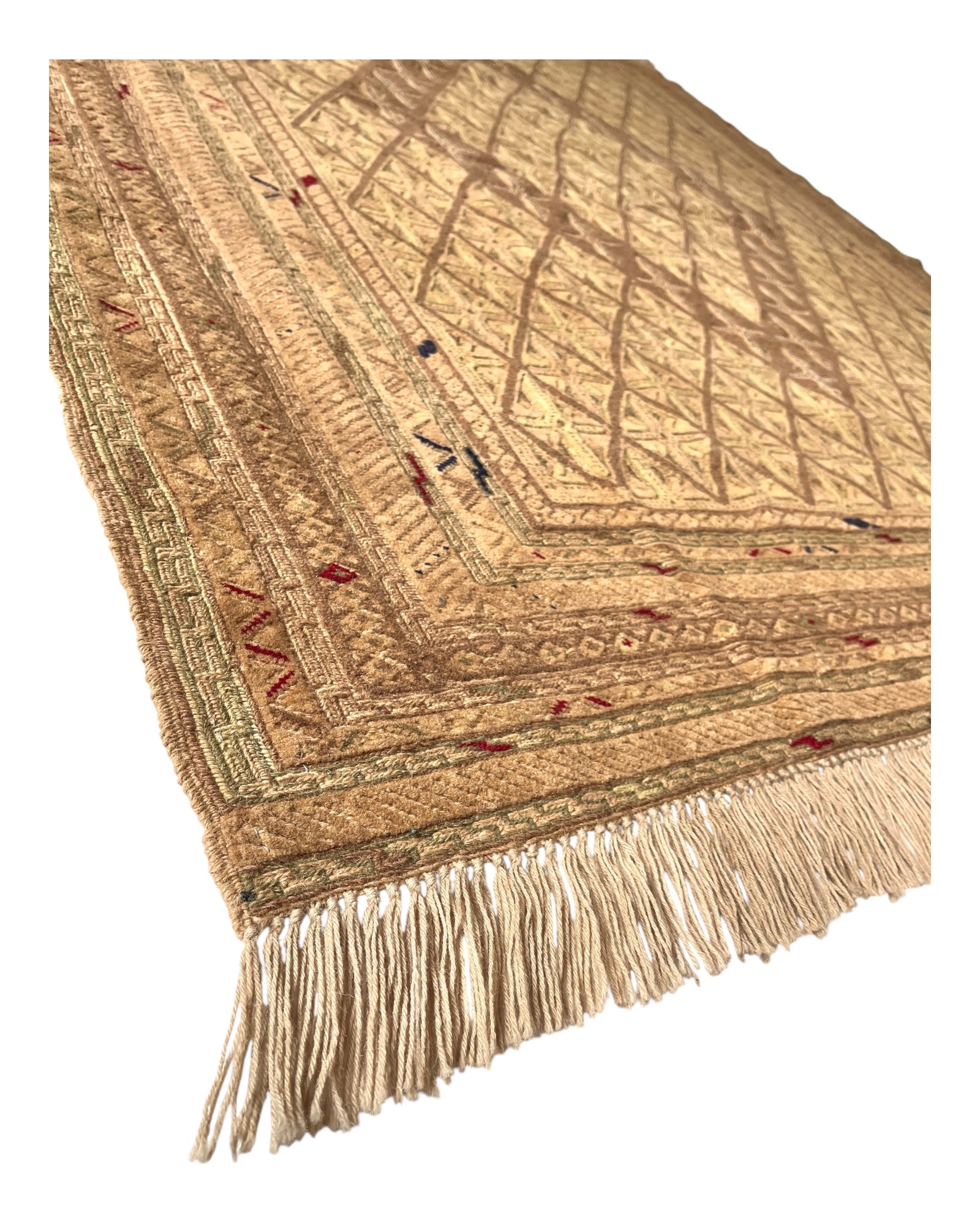 185cm x 162cm Sage & Light Brown Turkoman Kilim