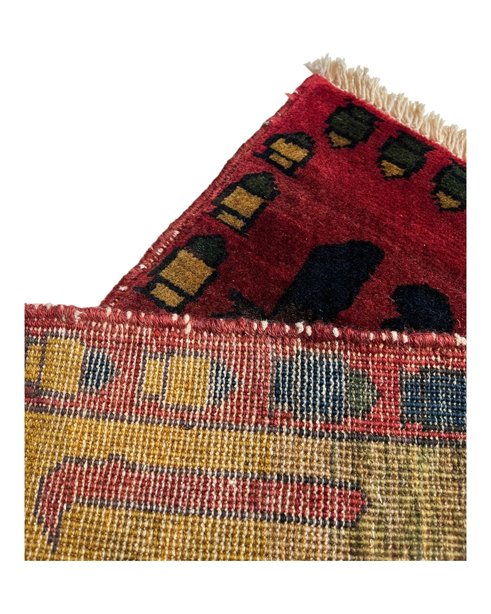 72cm x 70cm Square Vintage Burgundy War Rug