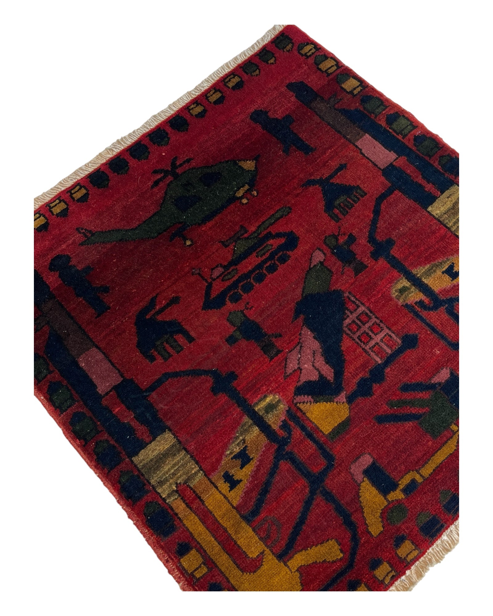 72cm x 70cm Square Vintage Burgundy War Rug