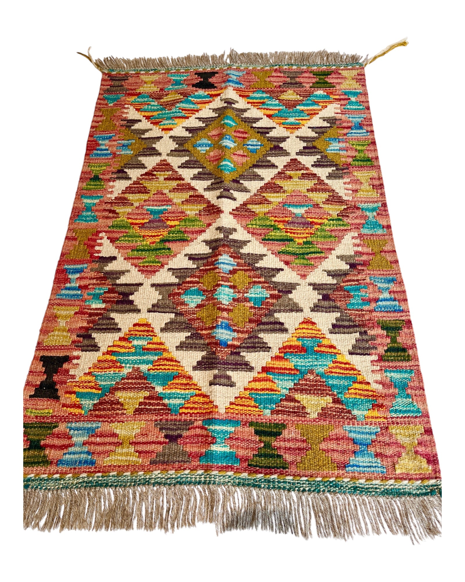 88cm x 58cm Pink & Purple Maymana Kilim Doormat