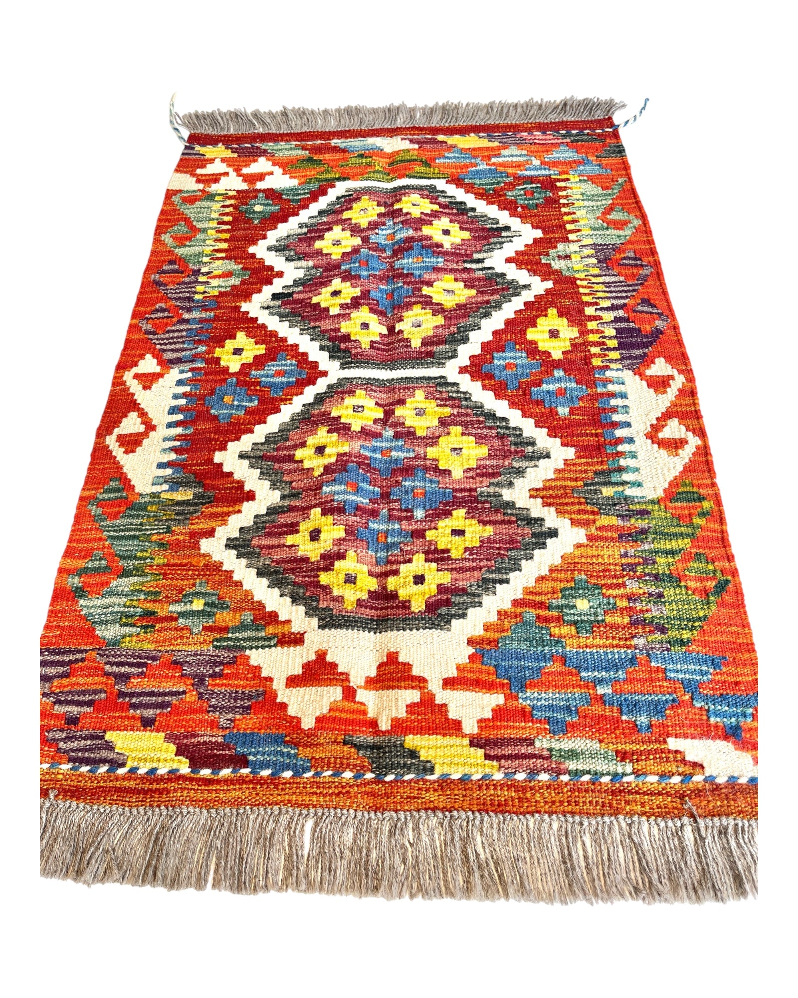 86cm x 60cm Orange & Purple Maymana Kilim Doormat