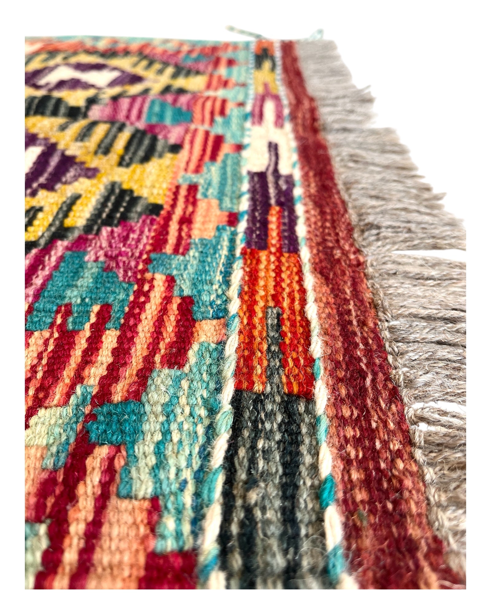 104cm x 60cm Yellow & Turquoise Maymana Kilim Doormat