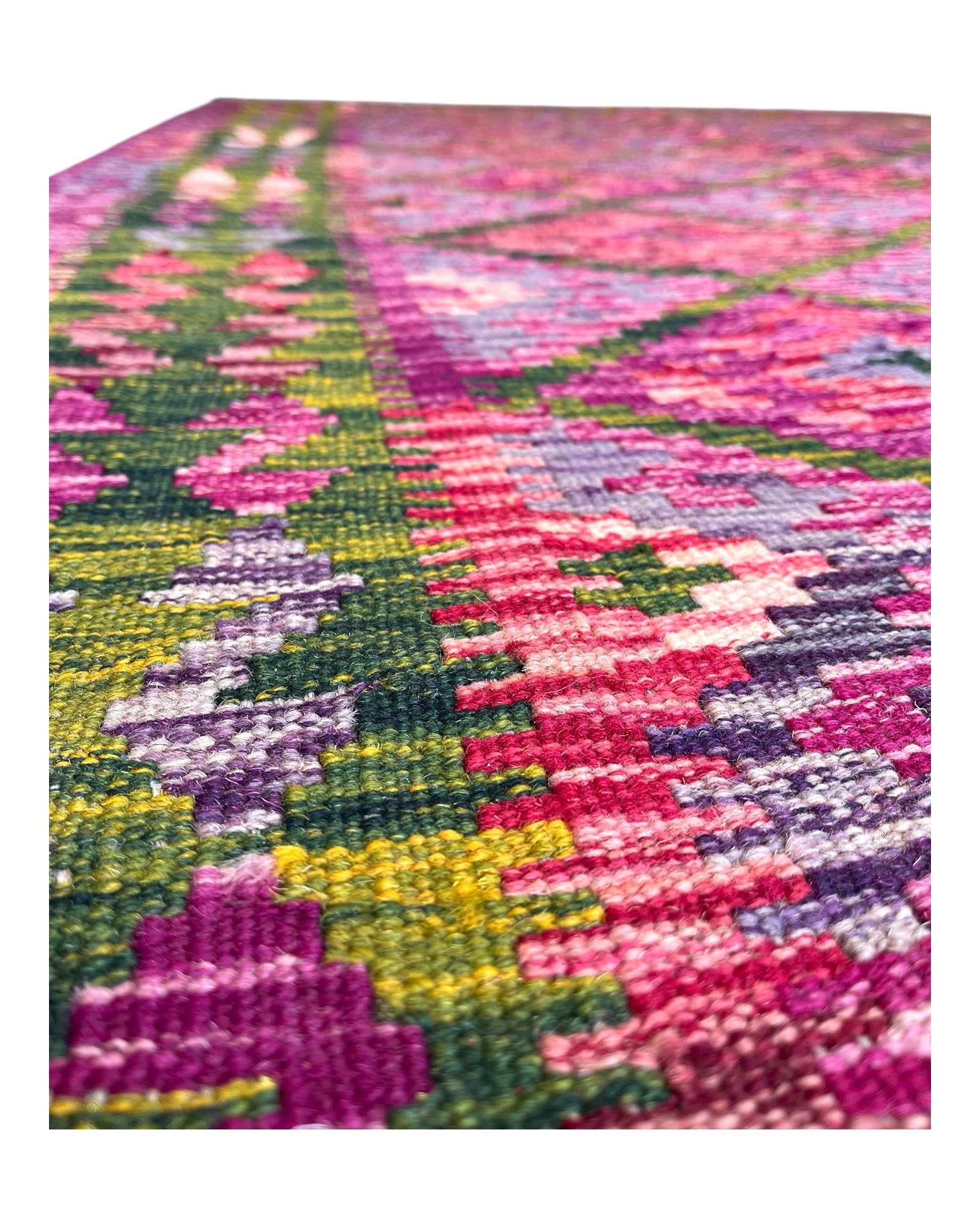 240cm x 158cm Rose & Green Maymana Kilim