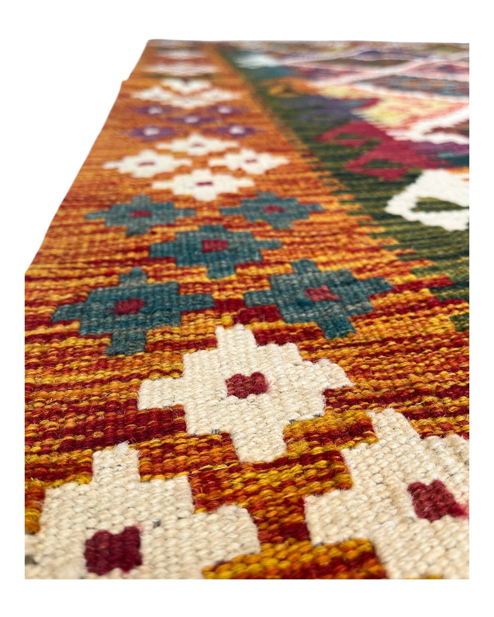 184cm x 122cm Orange Maymana Kilim