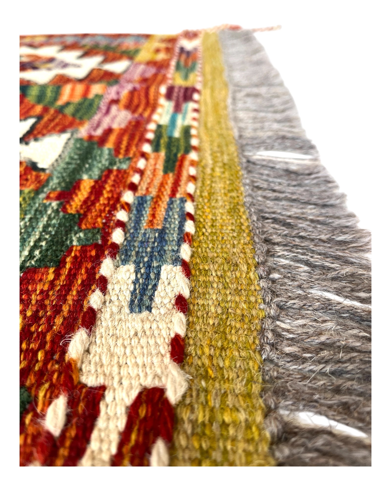 95cm x 60cm Orange & Green Maymana Kilim Doormat