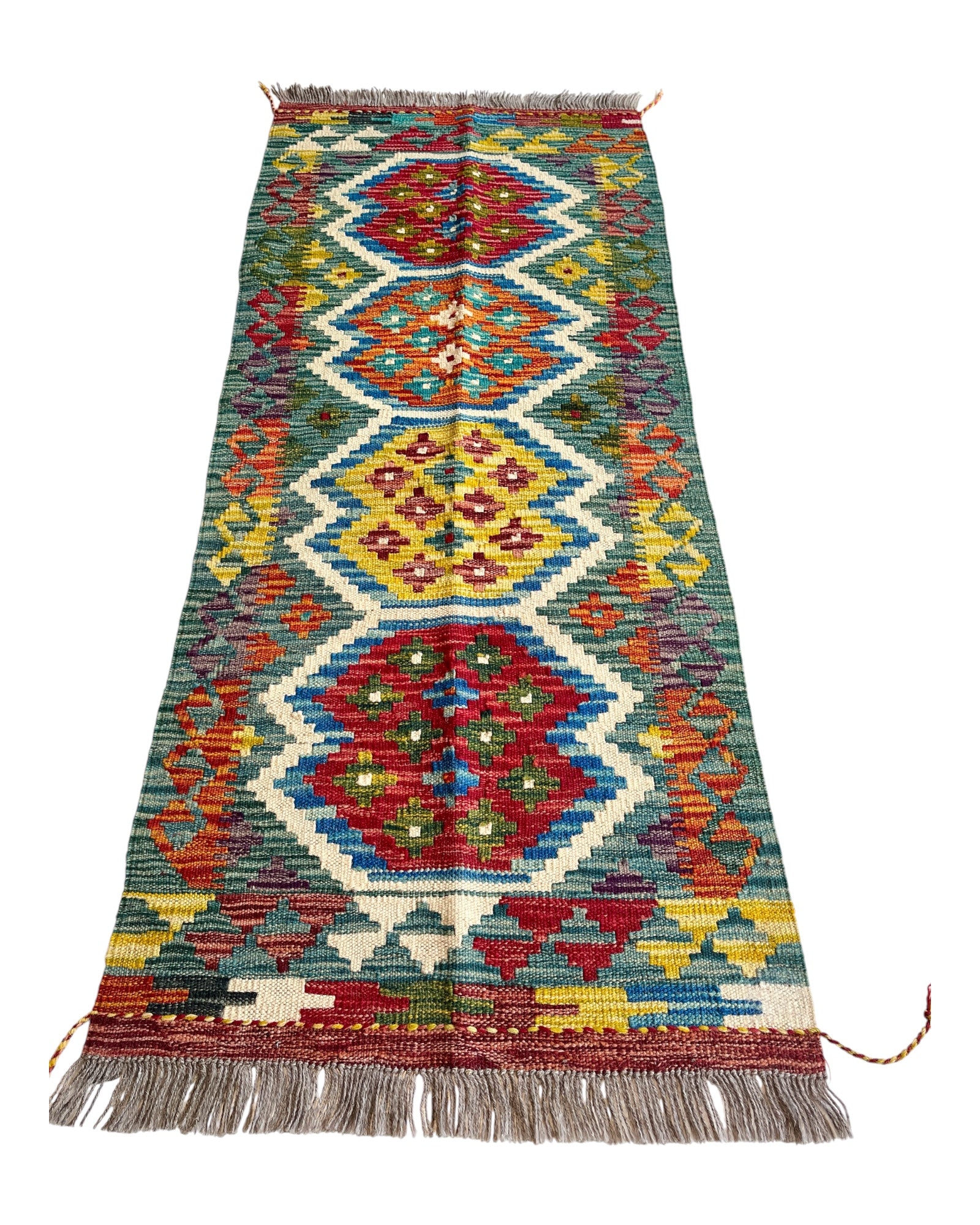 145cm x 60cm Tea & Pink Maymana Kilim Runner