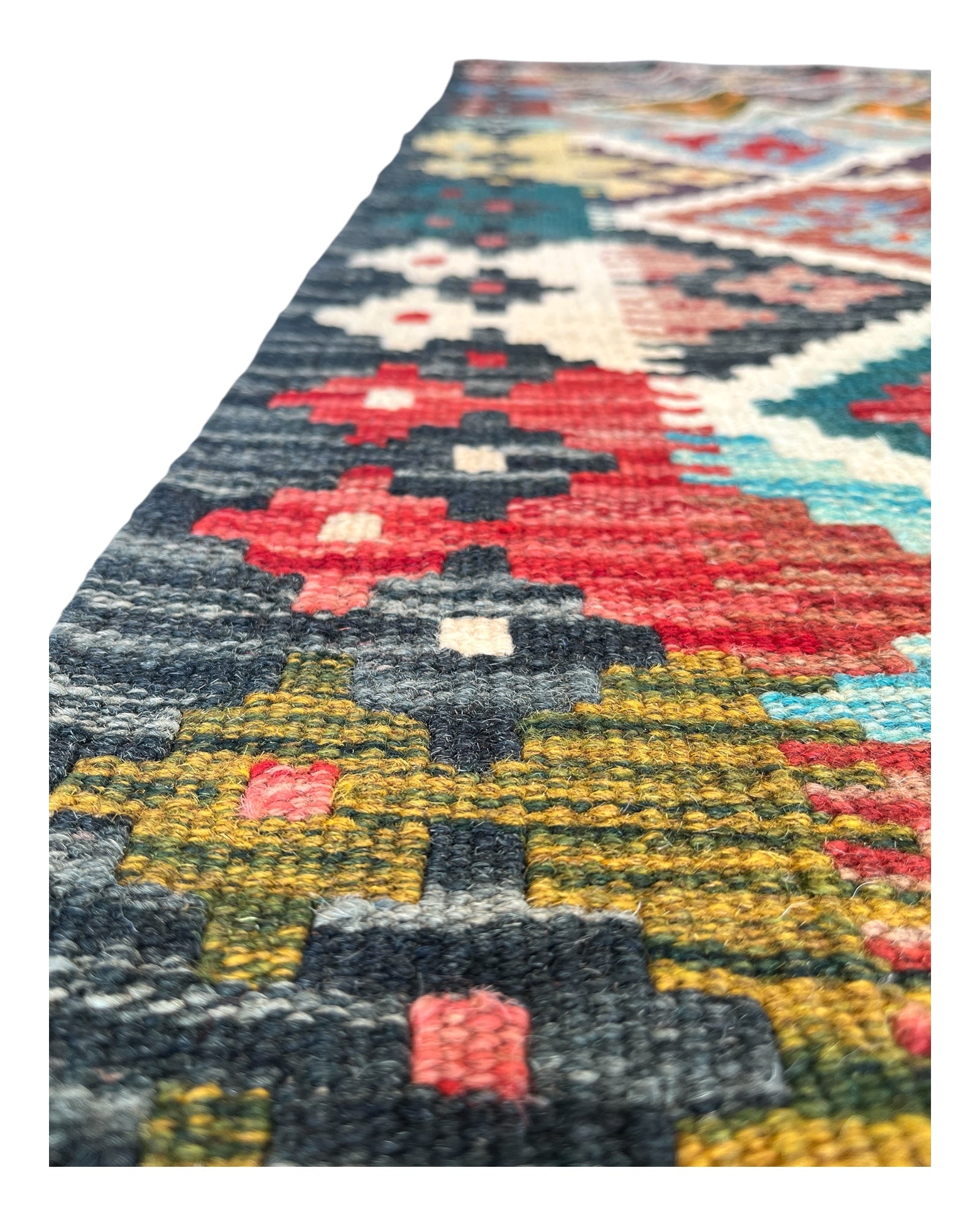 200cm x 127cm Multi & Charcoal Maymana Kilim