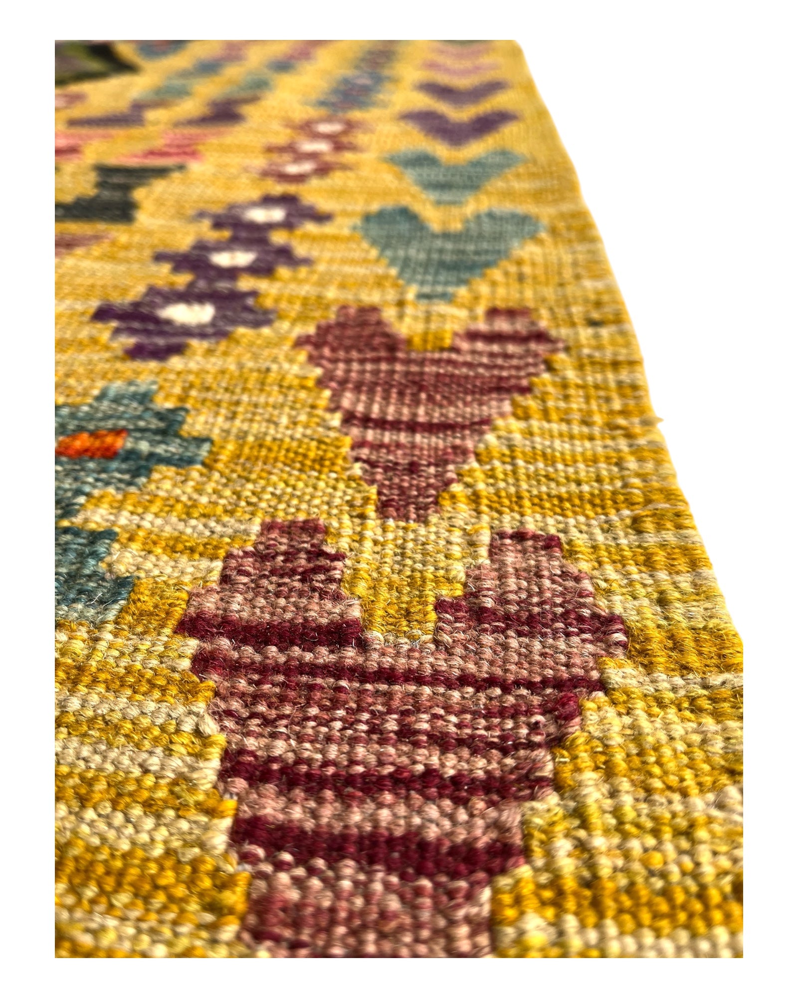 300cm x 205cm Mustard & Black Maymana Kilim