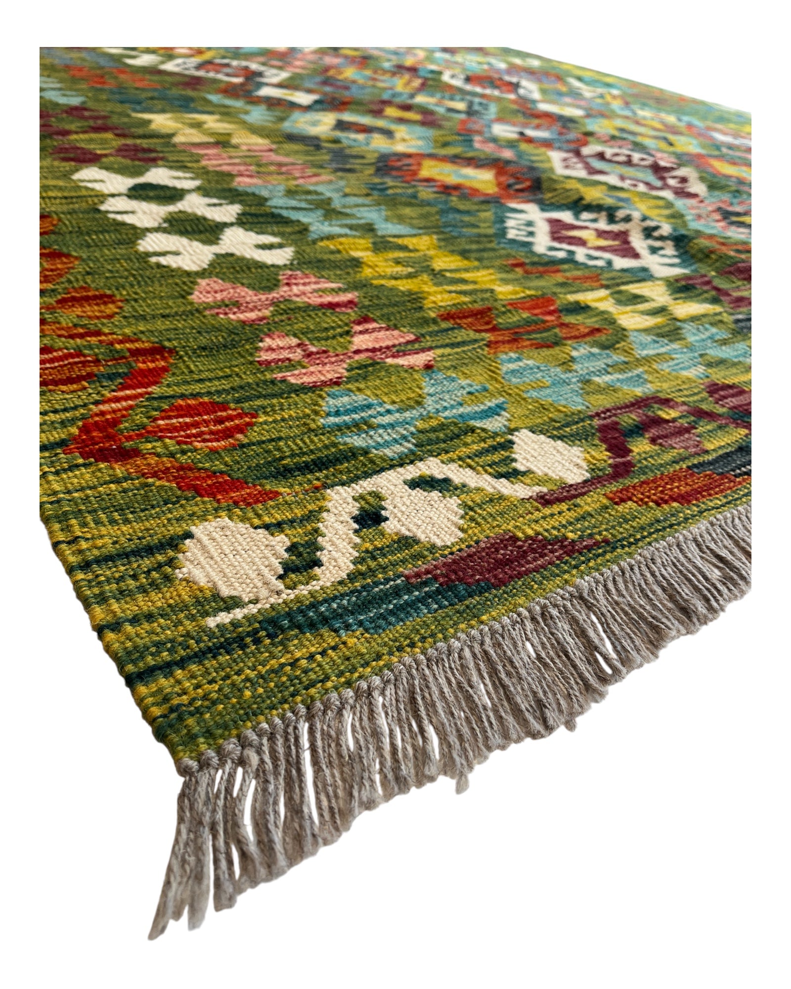 252cm x 207cm Green Maymana Kilim