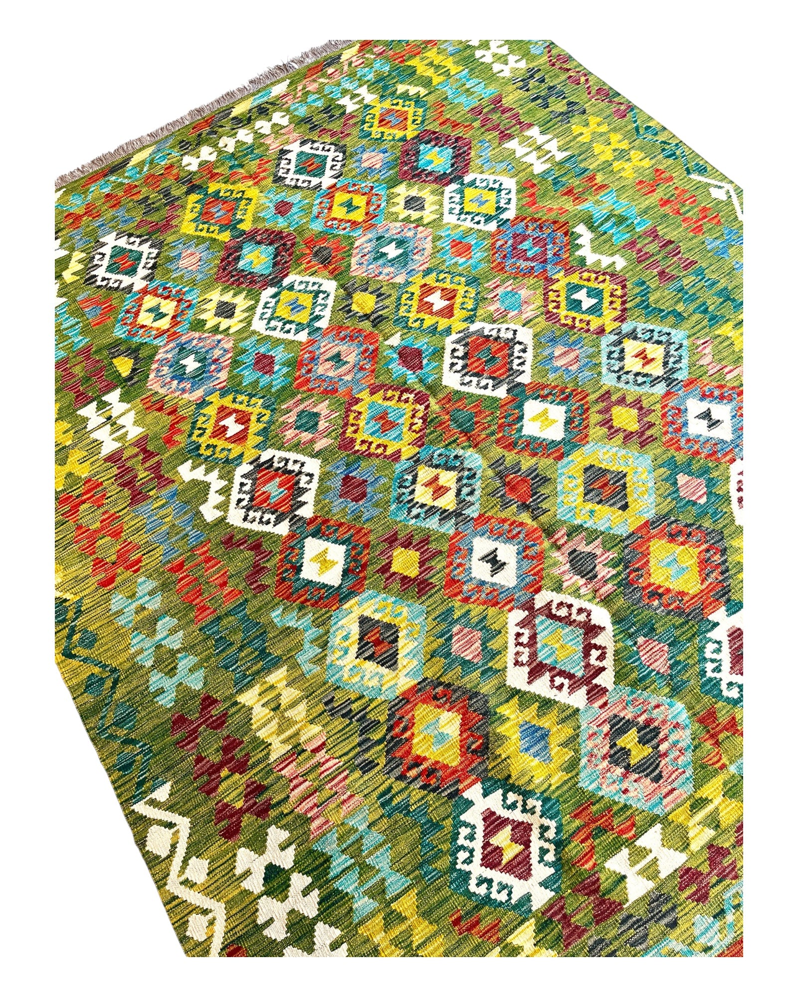 252cm x 207cm Green Maymana Kilim