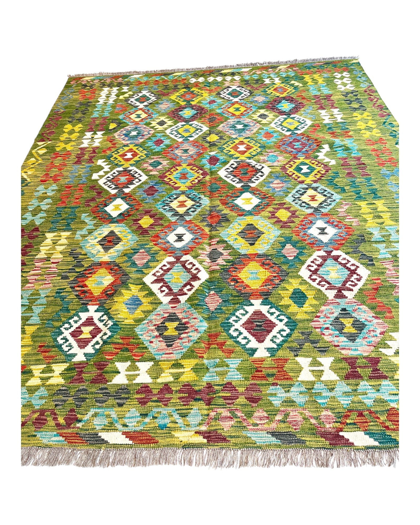 252cm x 207cm Green Maymana Kilim