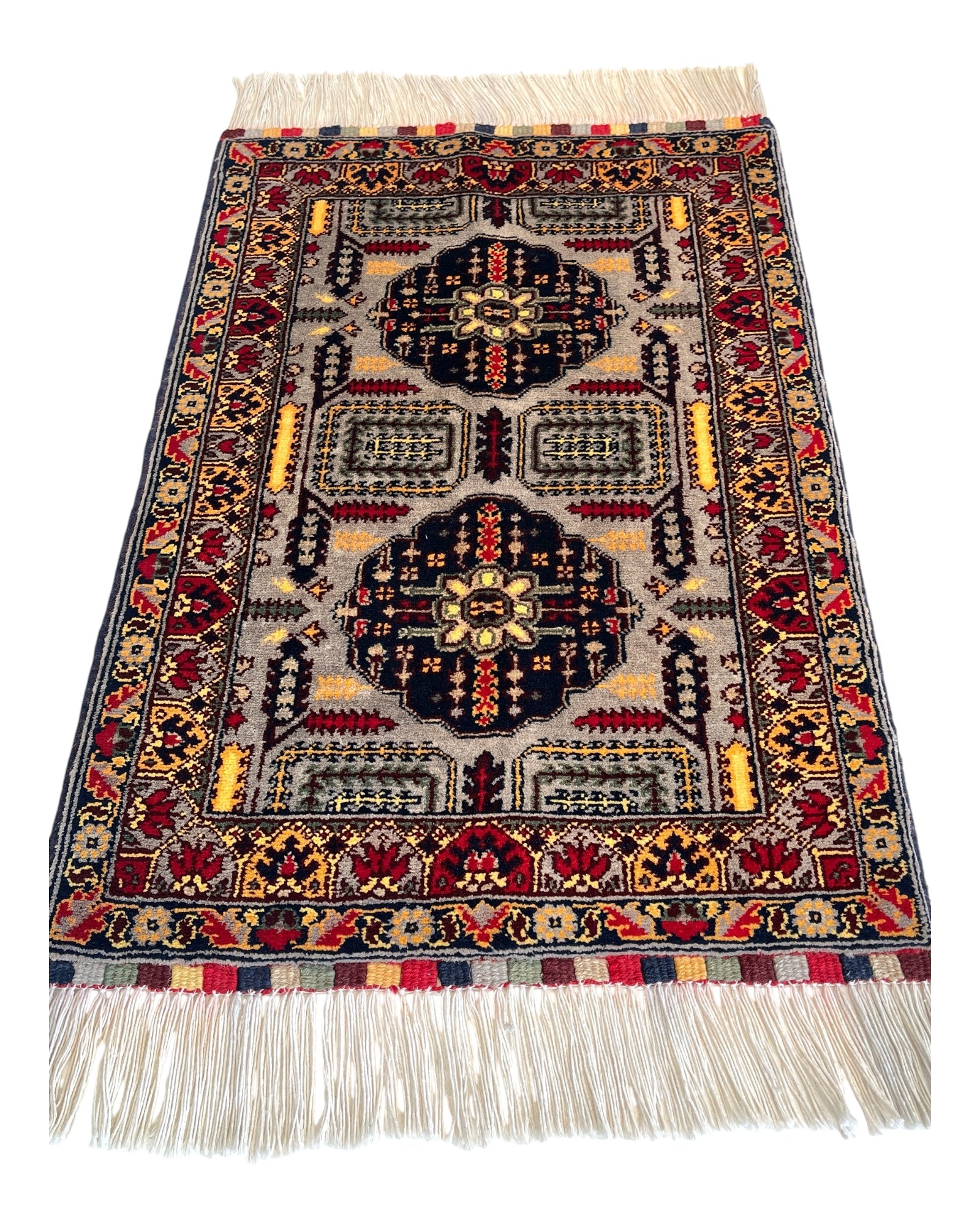 78cm x 53cm Grey & Gold Afghan Doormat