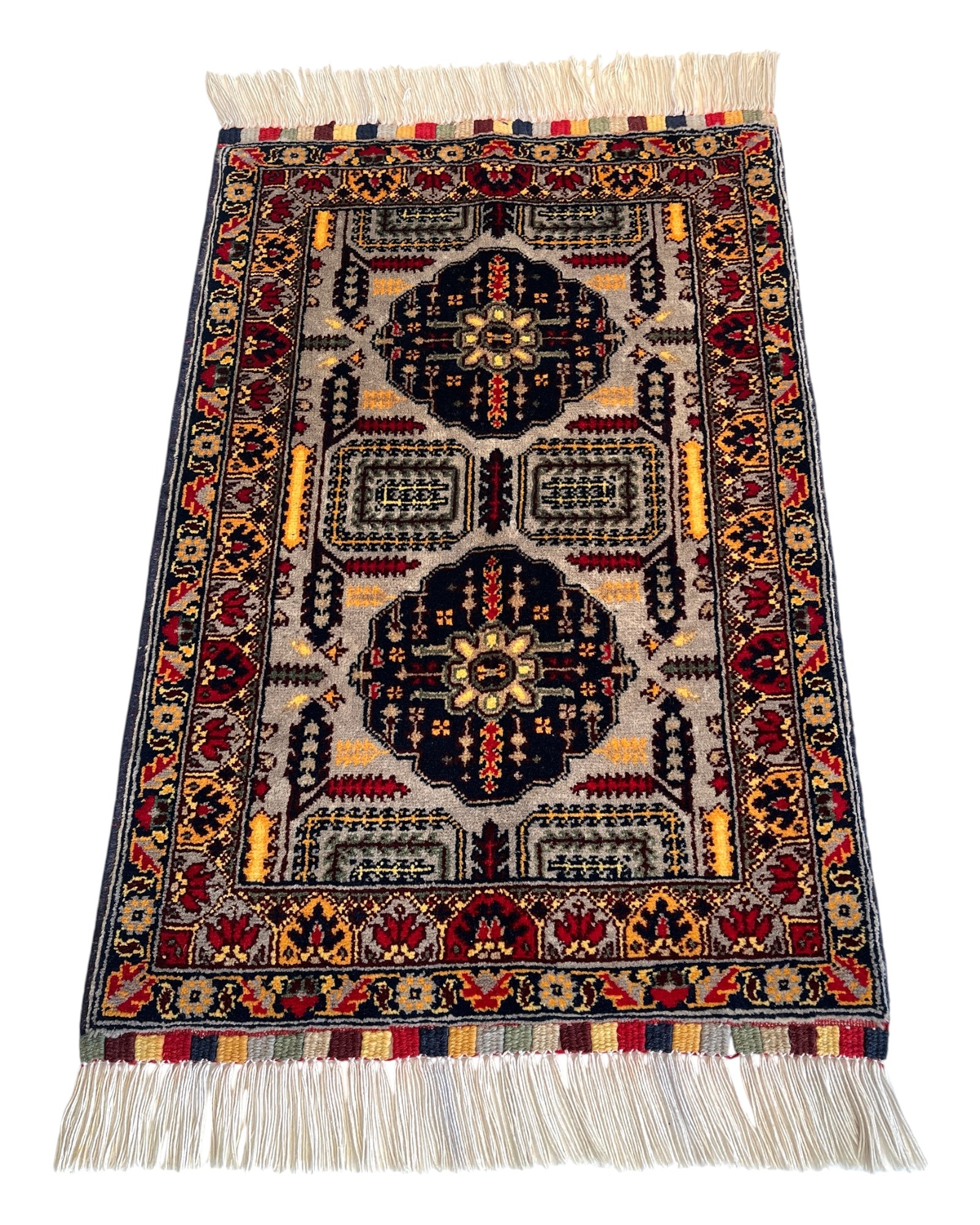 80cm x 53cm Grey & Gold Afghan Doormat