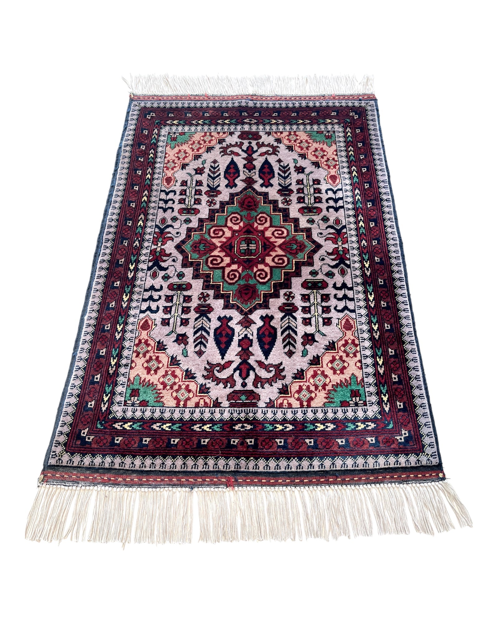 85cm x 59cm Grey & Burgundy Afghan Doormat