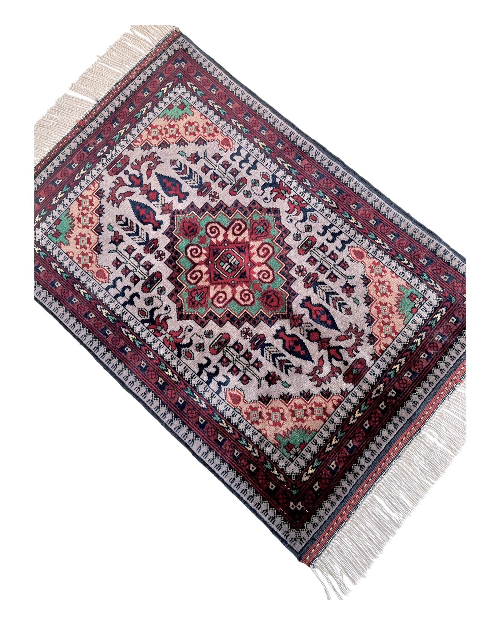 85cm x 59cm Grey & Burgundy Afghan Doormat