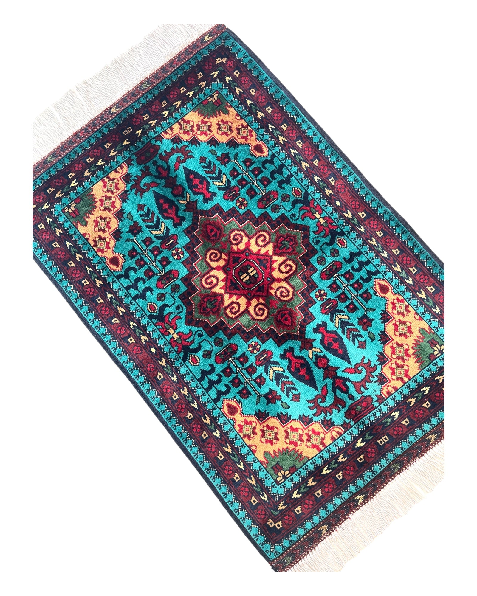 87cm x 60cm Teal, Burgundy & Gold Doormat
