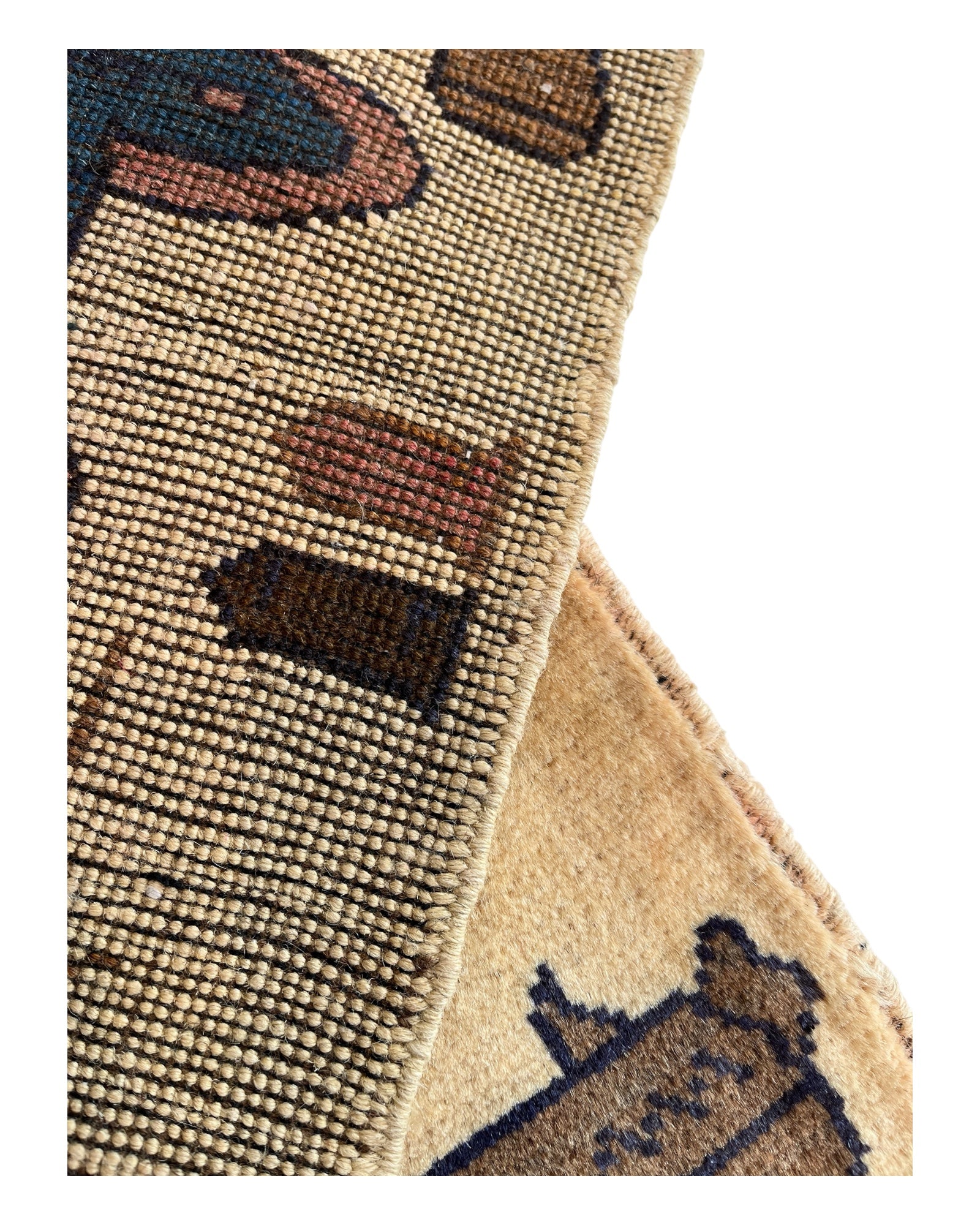 80cm x 63cm Cream, Brown & Navy War Rug