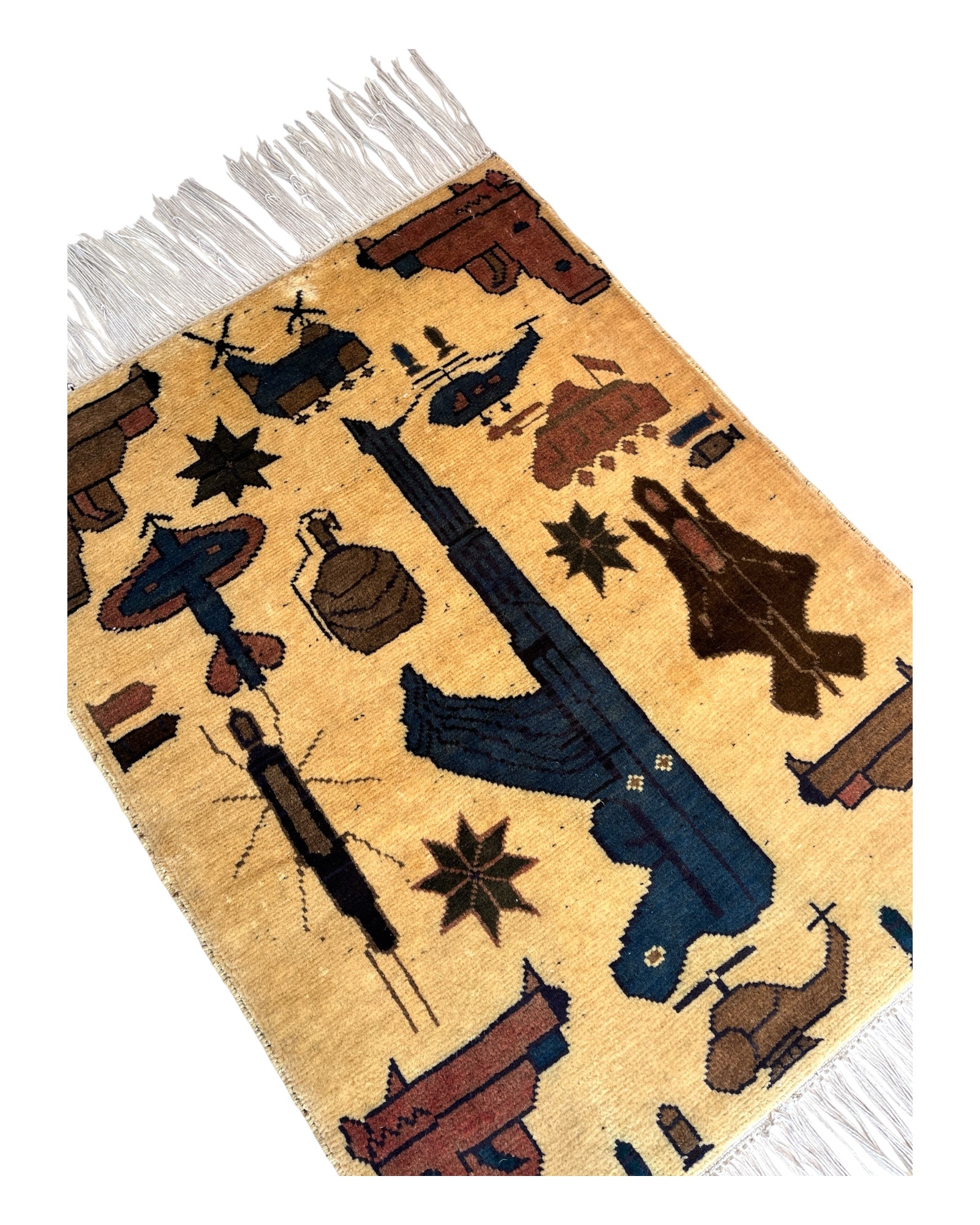 80cm x 63cm Cream, Brown & Navy War Rug