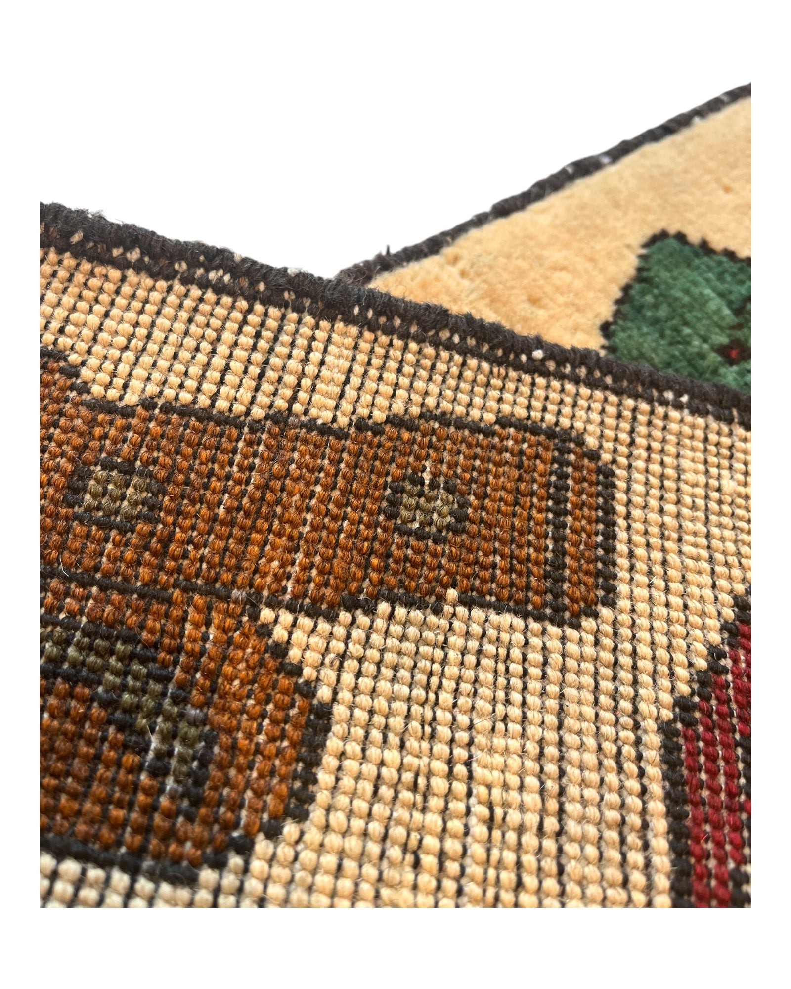 80cm x 62cm Cream, Brown & Burgundy War Rug
