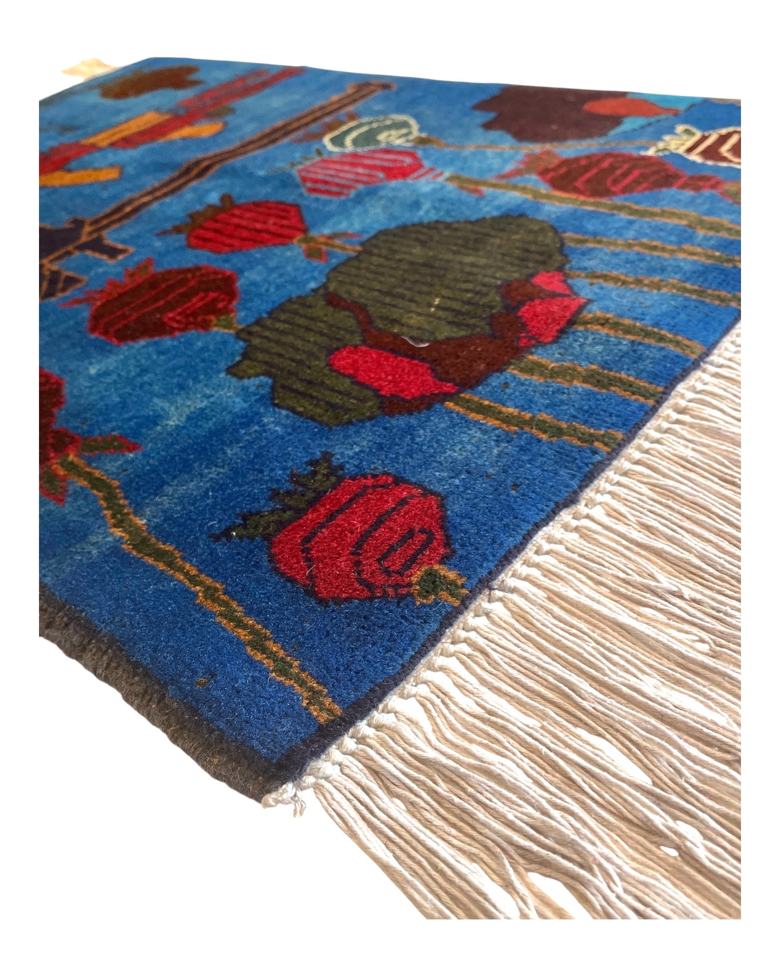 78cm x 56cm Blue & Burgundy War Rug
