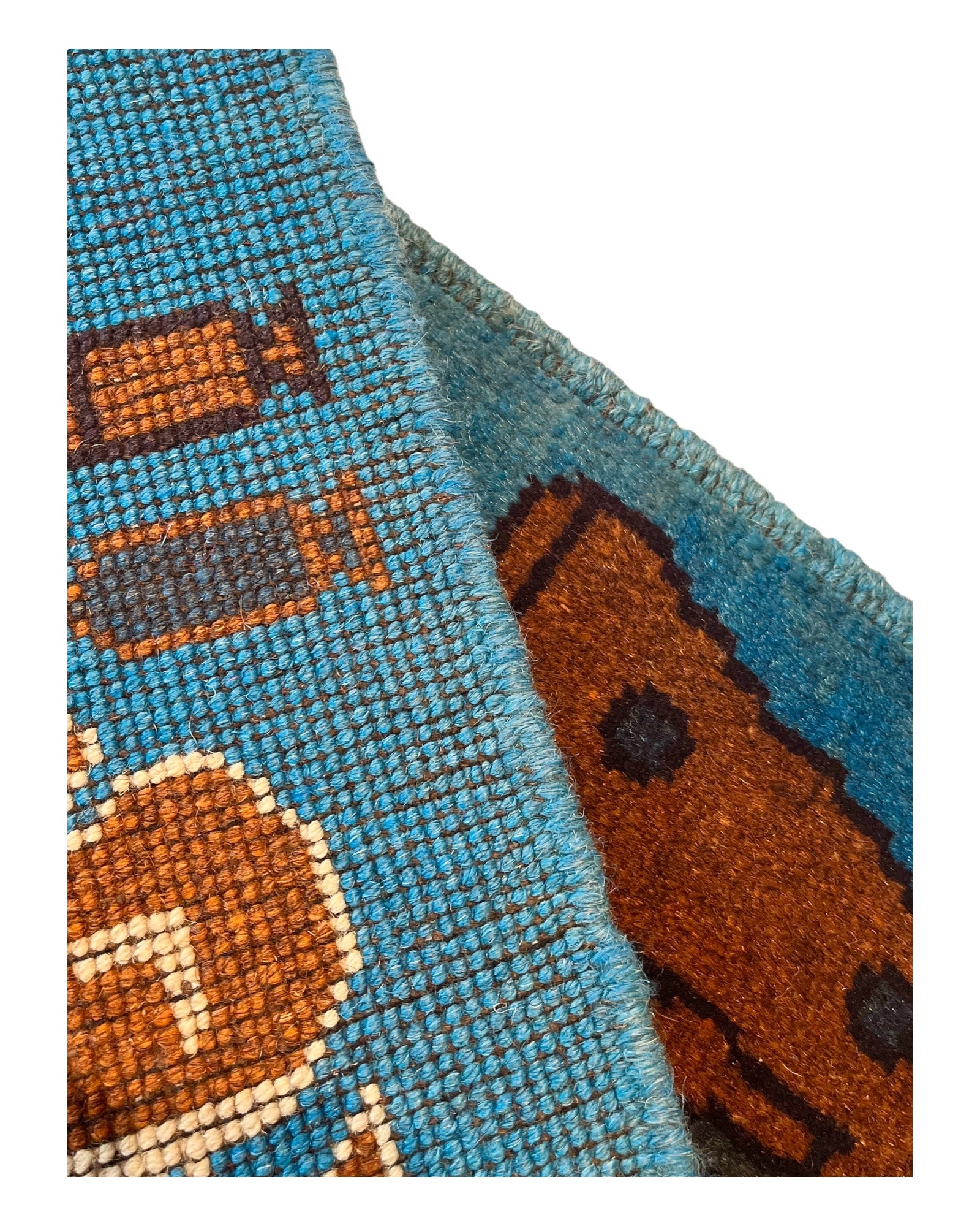 80cm x 63cm Teal & Brown War Rug
