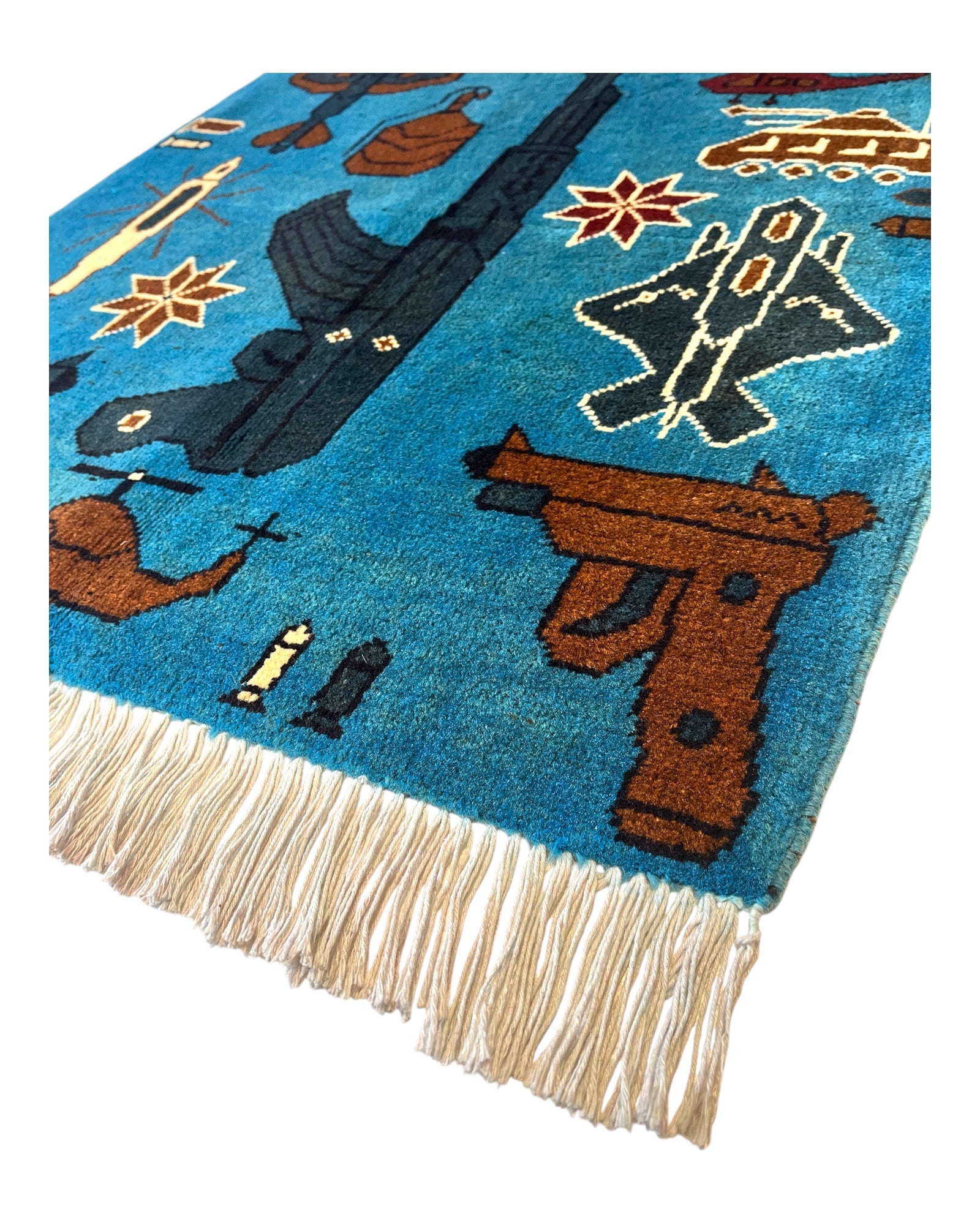 80cm x 63cm Teal & Brown War Rug