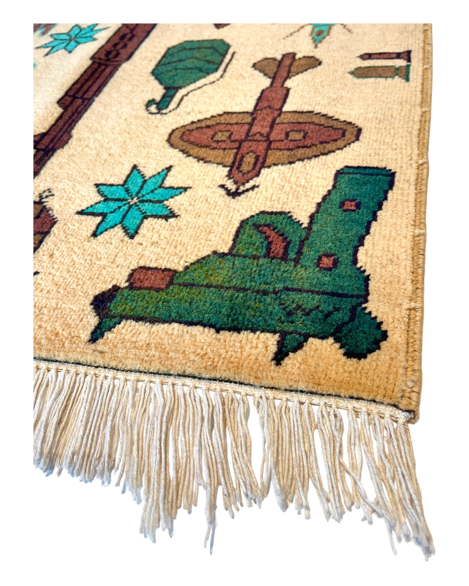 82cm x 62cm Cream & Brown War Rug