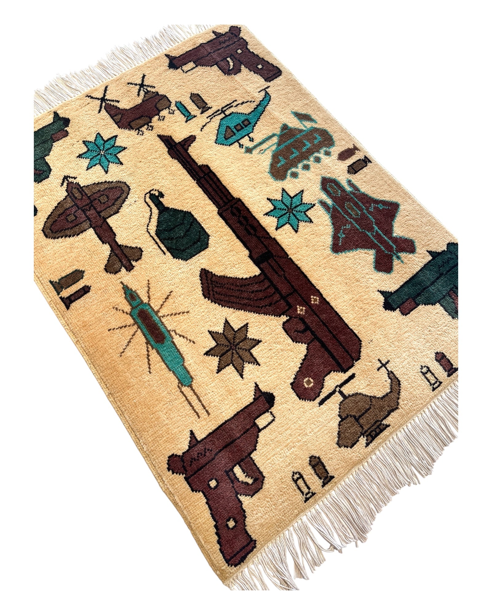 82cm x 62cm Cream & Brown War Rug