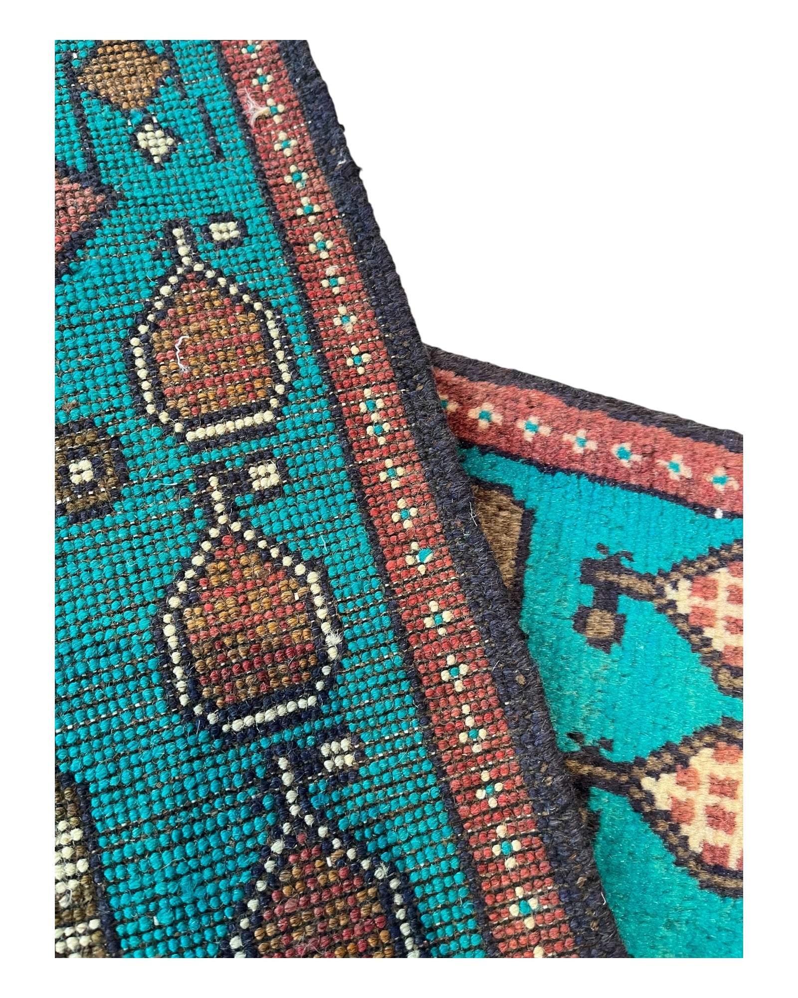 82cm x 64cm Teal & Brown War Rug