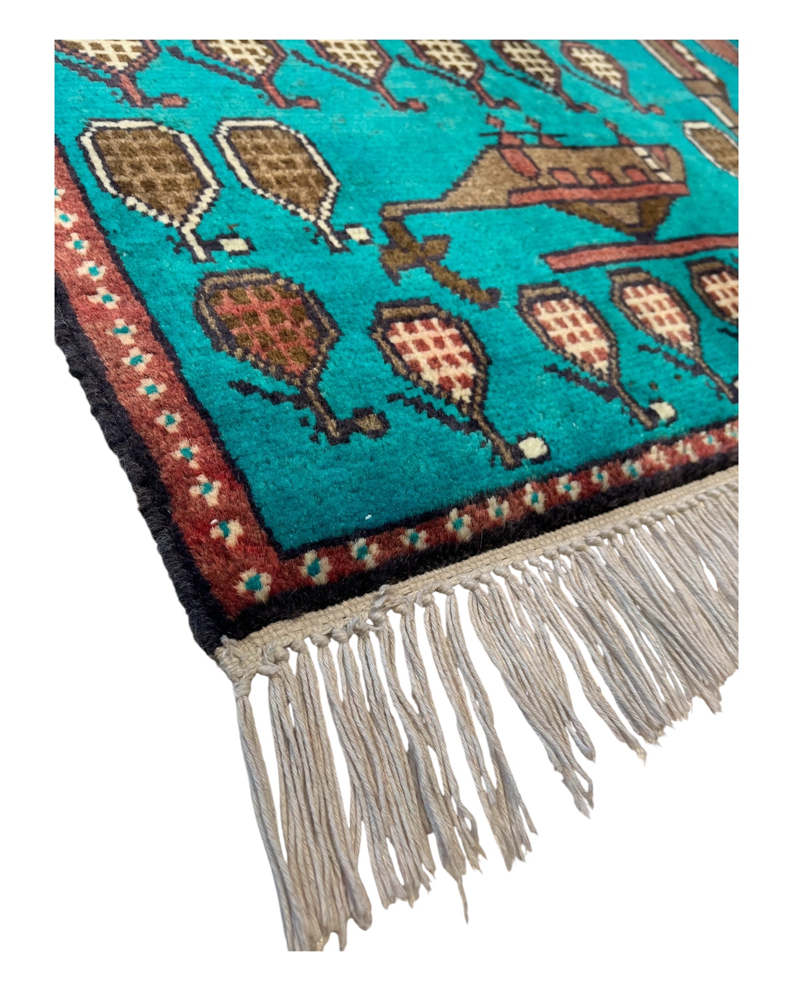 82cm x 64cm Teal & Brown War Rug
