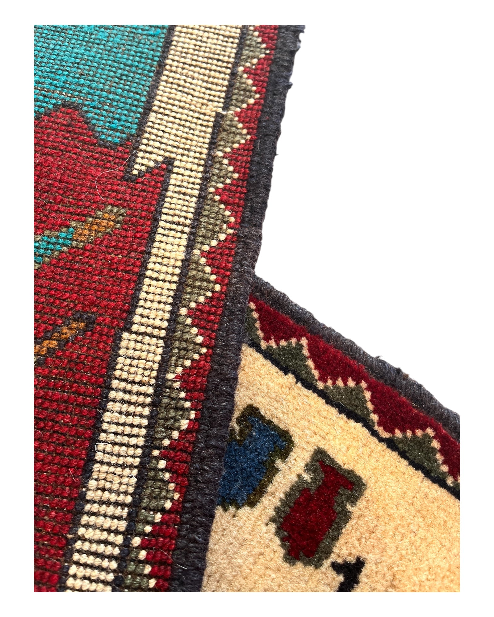 82cm x 60cm Cream, Burgundy & Teal War Rug