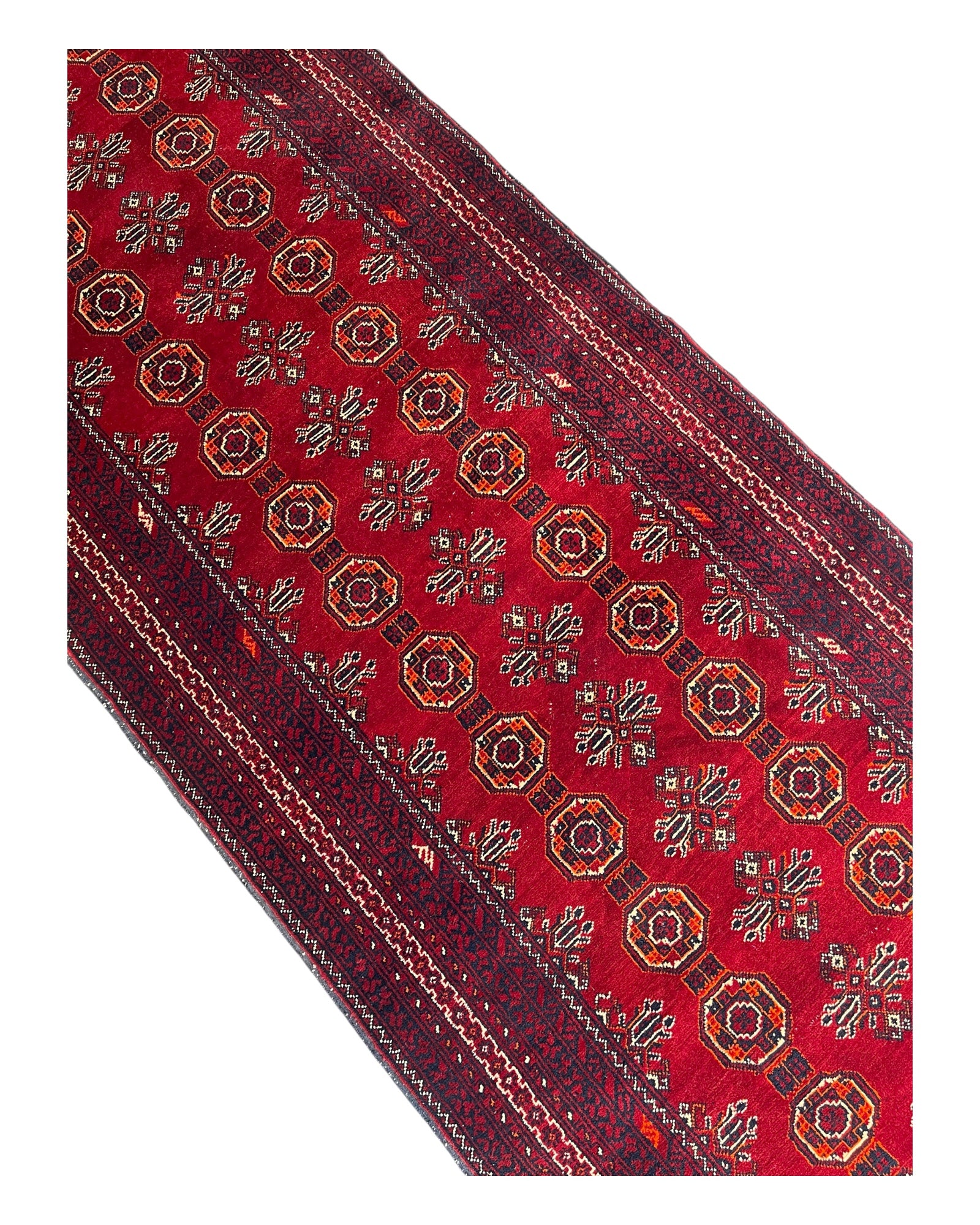 395cm x 87cm Red & Burgundy Waziri Runner