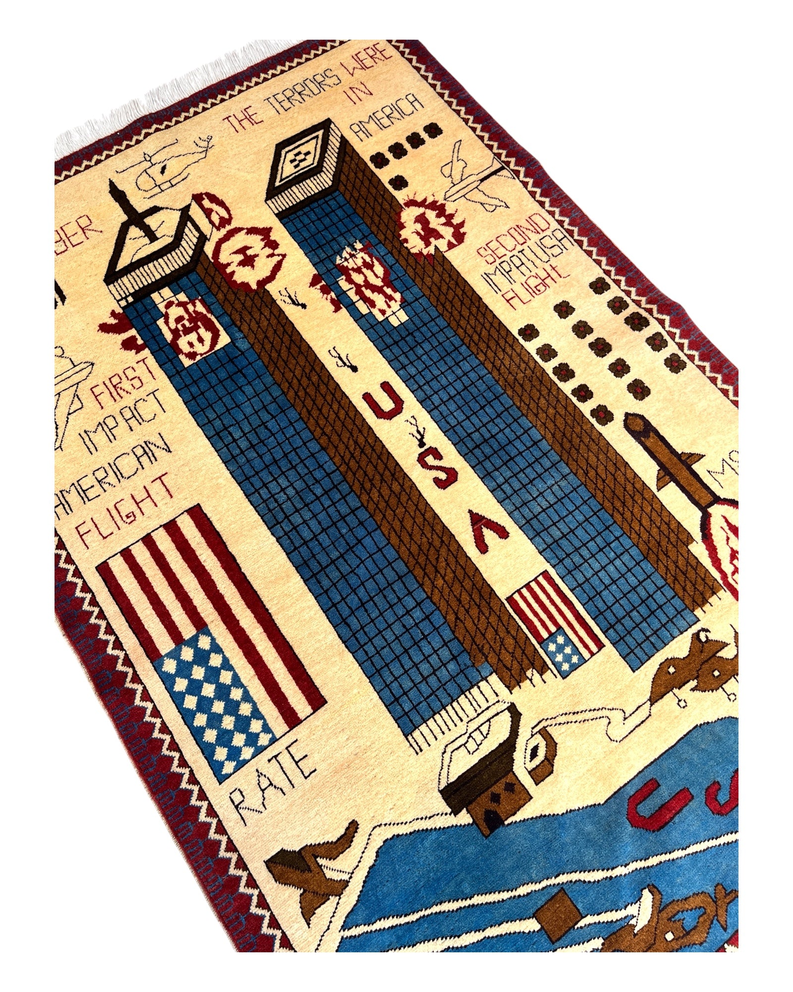 196cm x 130cm Twin Towers War Rug