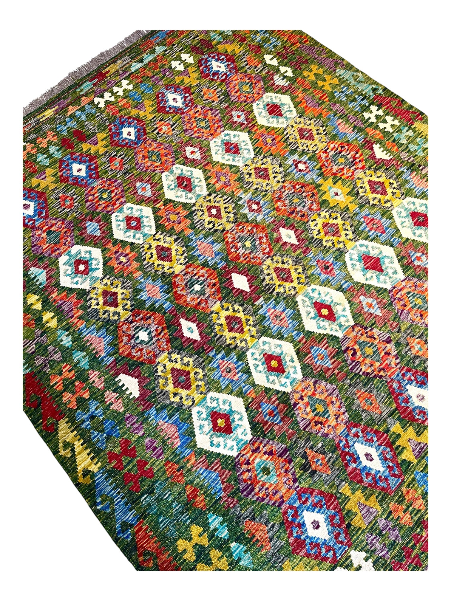 250cm x 203cm Green Maymana Kilim